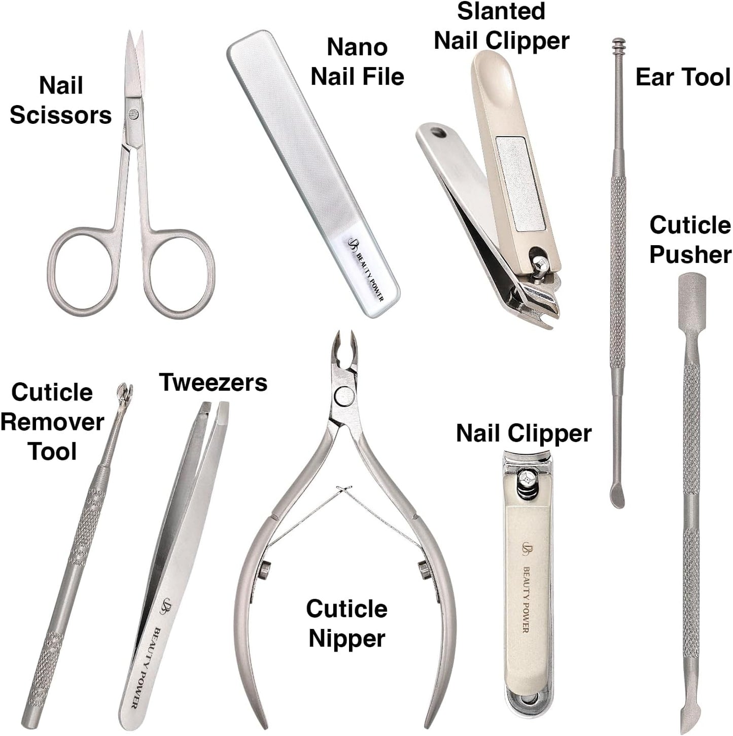 9 in 1 Professional Manicure Pedicure Set - Stainless Steel Nail Clippers, Nano File, Cuticle Nipper, Scissors, Tweezers, Travel PU Leather Case for Men & Women - Gift Ready (Brown)