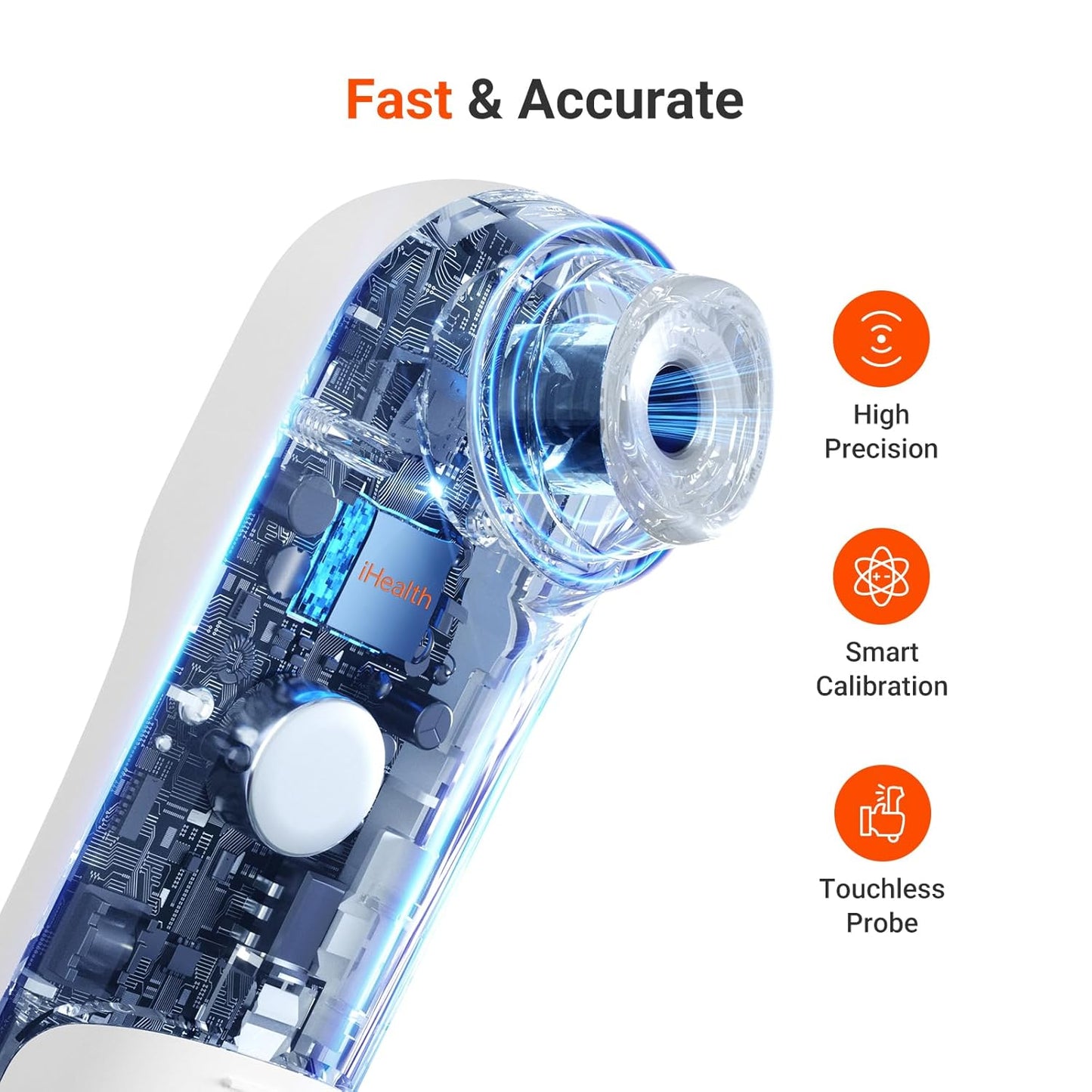 iHealth Infrared Digital Thermometer for Adults and Kids, Baby Thermometer with 3-in-1 Mode & 3-Color Prompt, Fever Alarm & Silent Mode, Forehead & Object Detection, 40 Memory Storages, PT9L, White