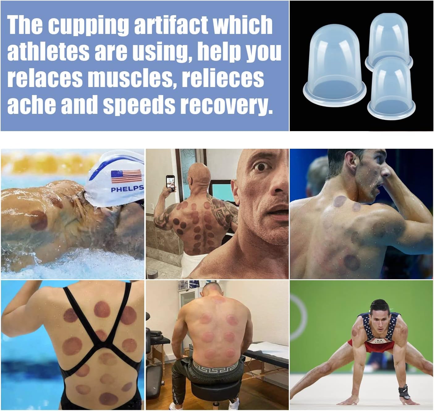 Silicone Cupping Therapy Set - Facial Cupping Set - Face and Body Cupping Massager - Vacuum Suction Cups - Anti-Cellulite Cup - Amazing Cellulite Remover Home Use 7PACK