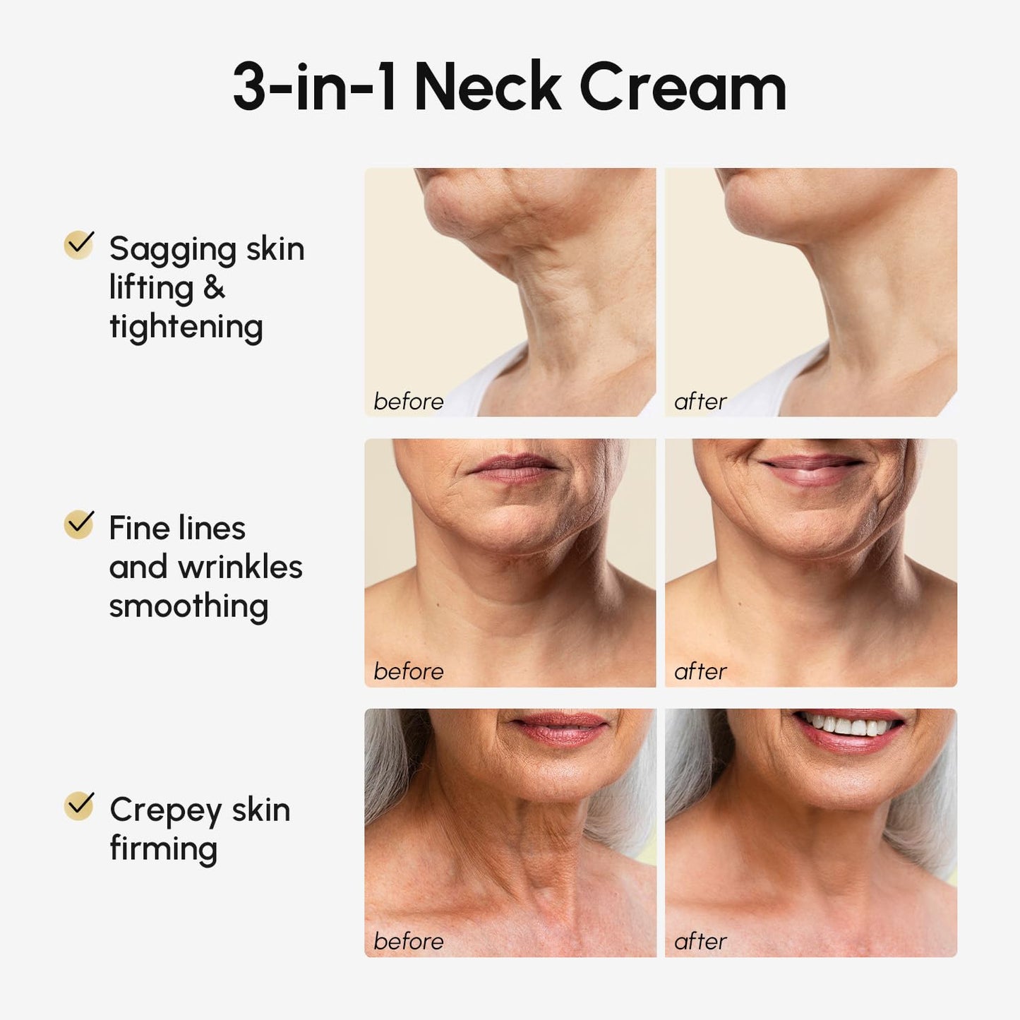 MAREE Neck Cream with Roller - Lifting Neck Creams For Tightening and Firming - 3D-Collagen & AH-8 Firming Neck Cream Roller - Face Décolleté Wrinkle Cream for Women - Crema Reafirmante Para el Cuello