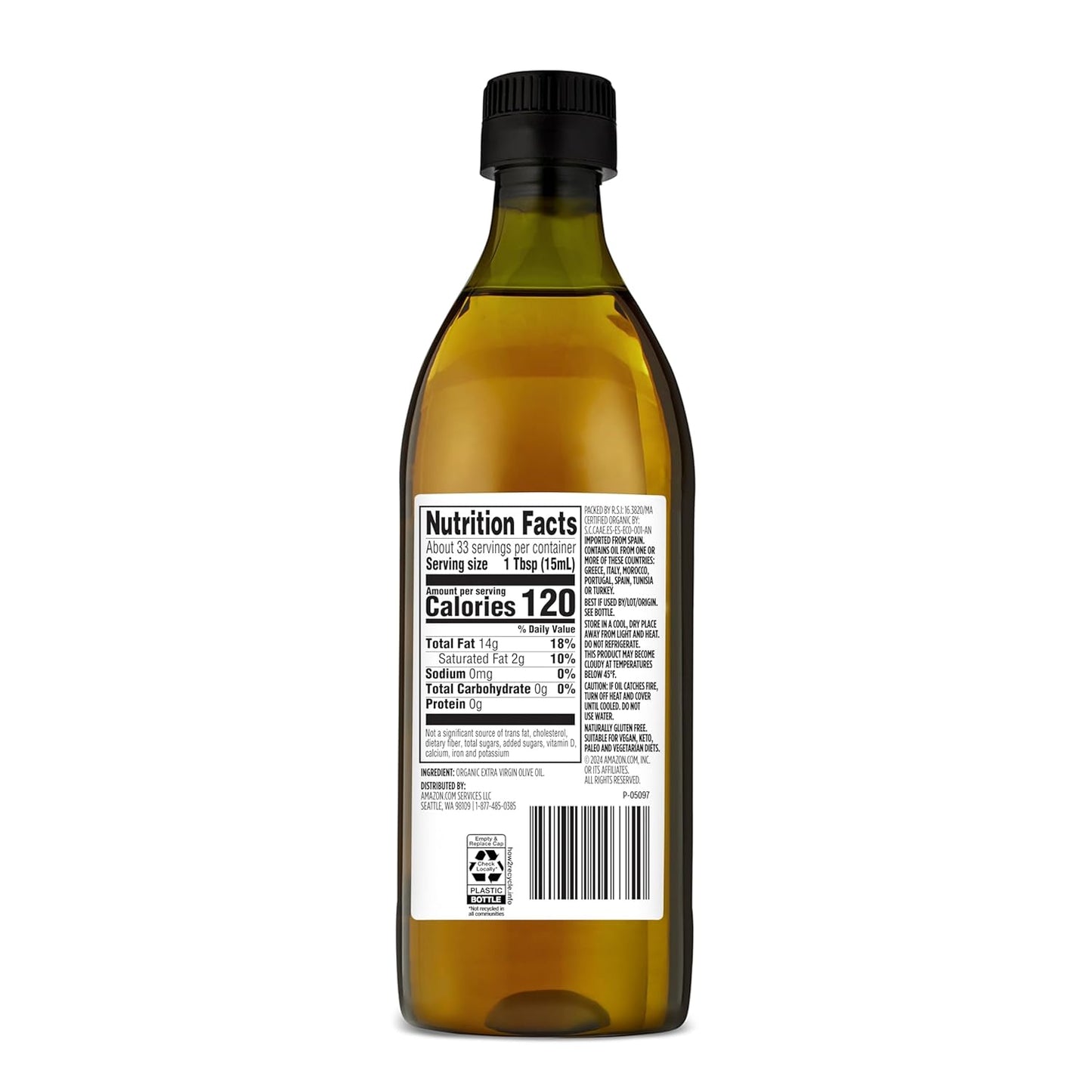 Amazon Grocery, Organic Extra Virgin Olive Oil, 16.9 Fl Oz (Previously Amazon Fresh, Packaging May Vary)