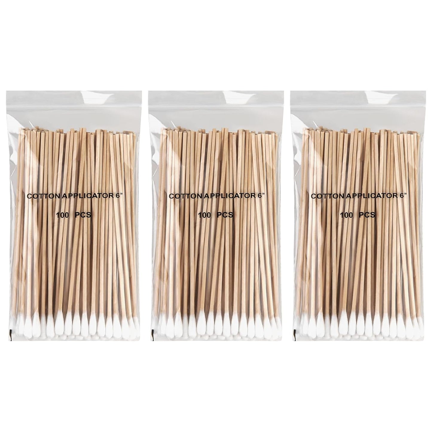 Vaincre 300PCS Long Cotton Swabs - 6" Cleaning Cotton Swab Buds with Wooden Sticks, Precise Microblading Eyeshadow Tip Applicators, Microswabs Wood Sticks for Makeup Nail Art Tattoo Permanent Supplies