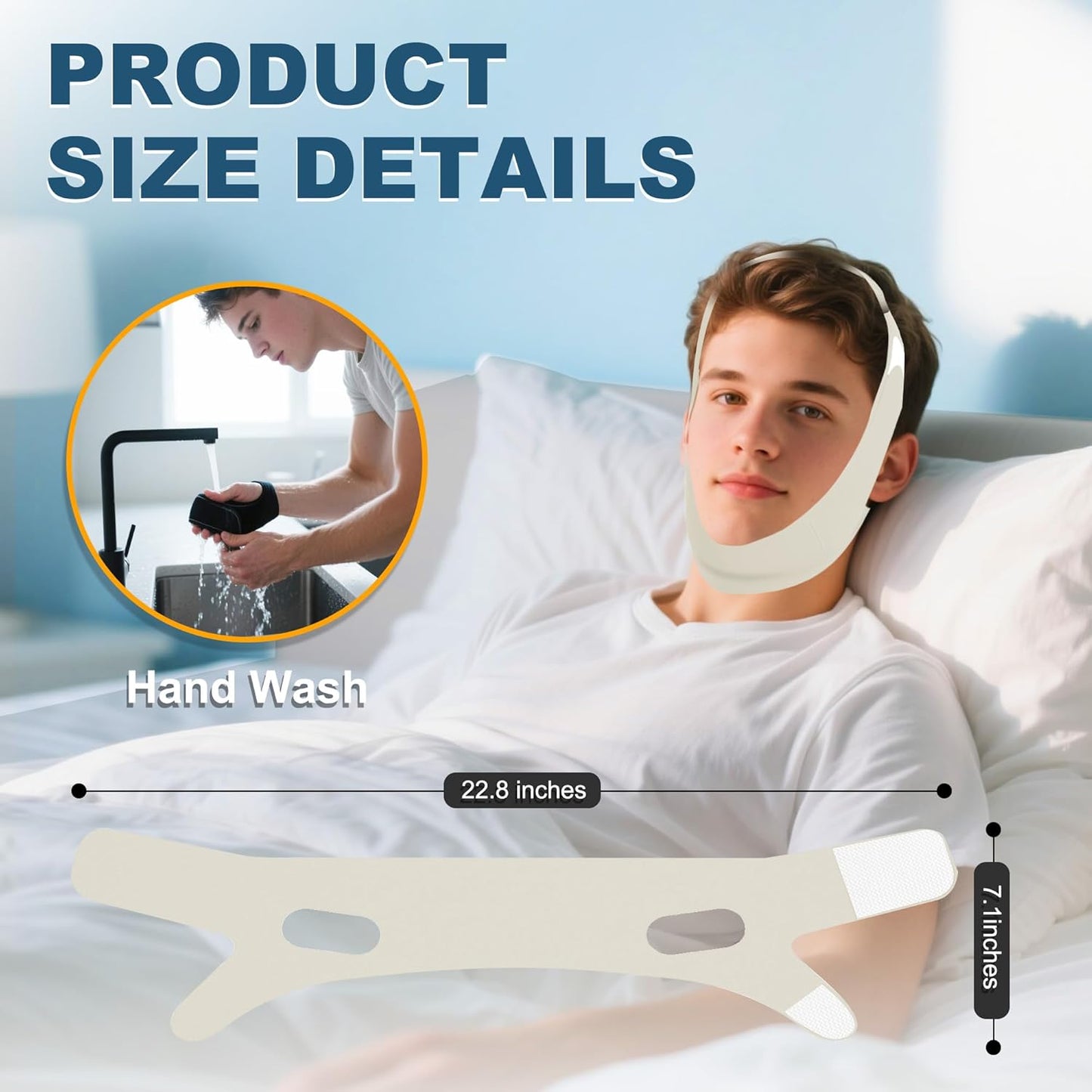 Chin Strap for Sleeping, Adjustable Chin Strap for Snoring, Anti Snoring Devices Breathable and Reusable, Comfortable Stop Snoring Solution, Anti Snore Chin Strap for Men and Women (Green)