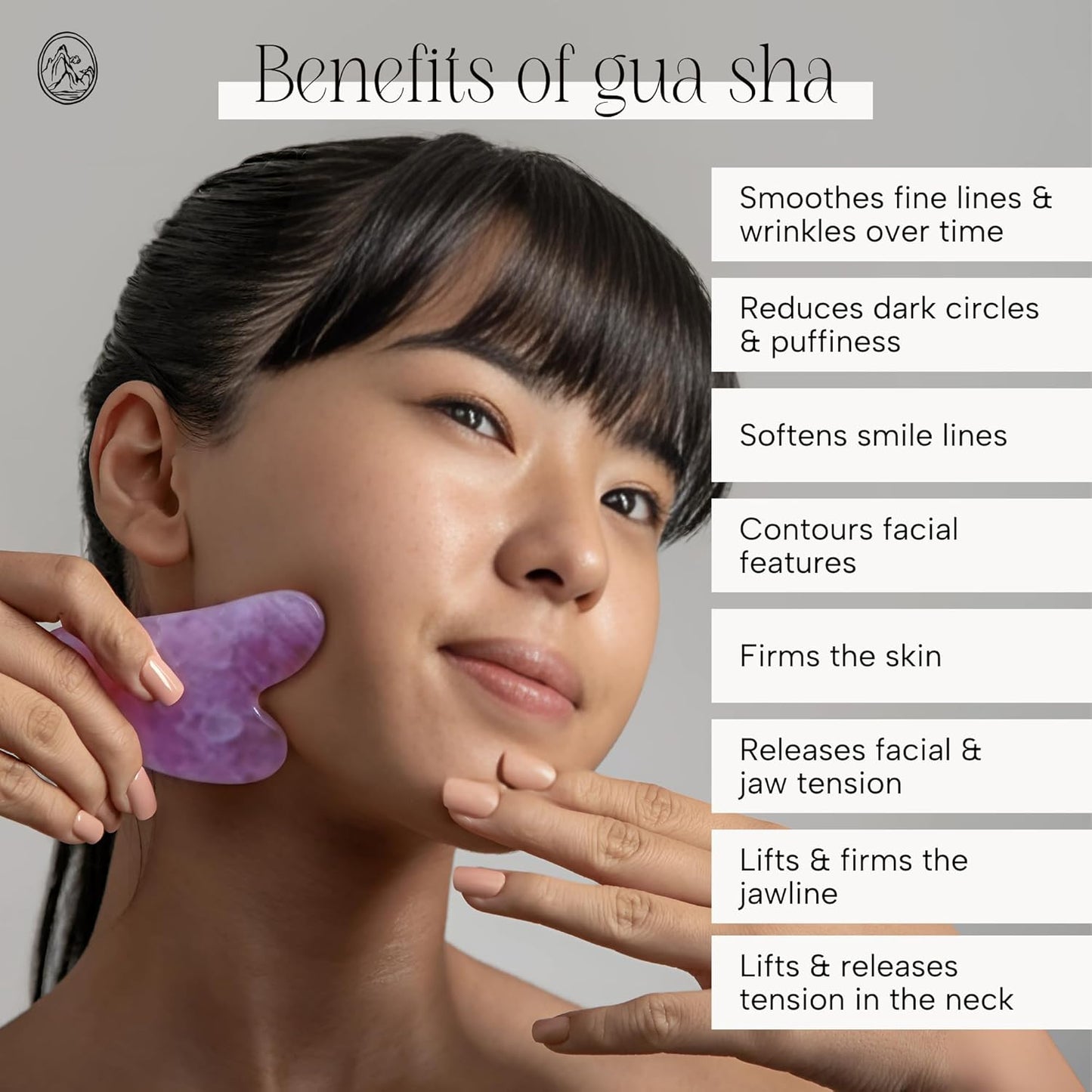 Mount Lai Amethyst Gua Sha Facial Tool – The Stone of Inner Clarity – 100% Genuine Amethyst Stone Face Sculpting Tool for Lymphatic Drainage, Puffiness Reduction & Confident Radiance