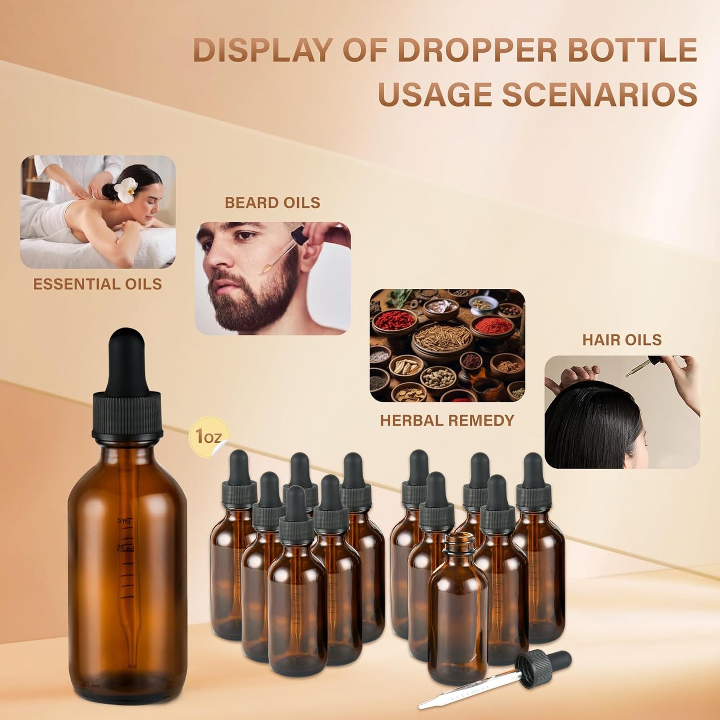 12 Pcs, 2oz Dropper Bottle, Amber Glass Eye Dropper Bottle, Tincture Bottles with Dropper, Leak-Proof Design, Stronger Suction, for All Kinds of Mixed Liquids