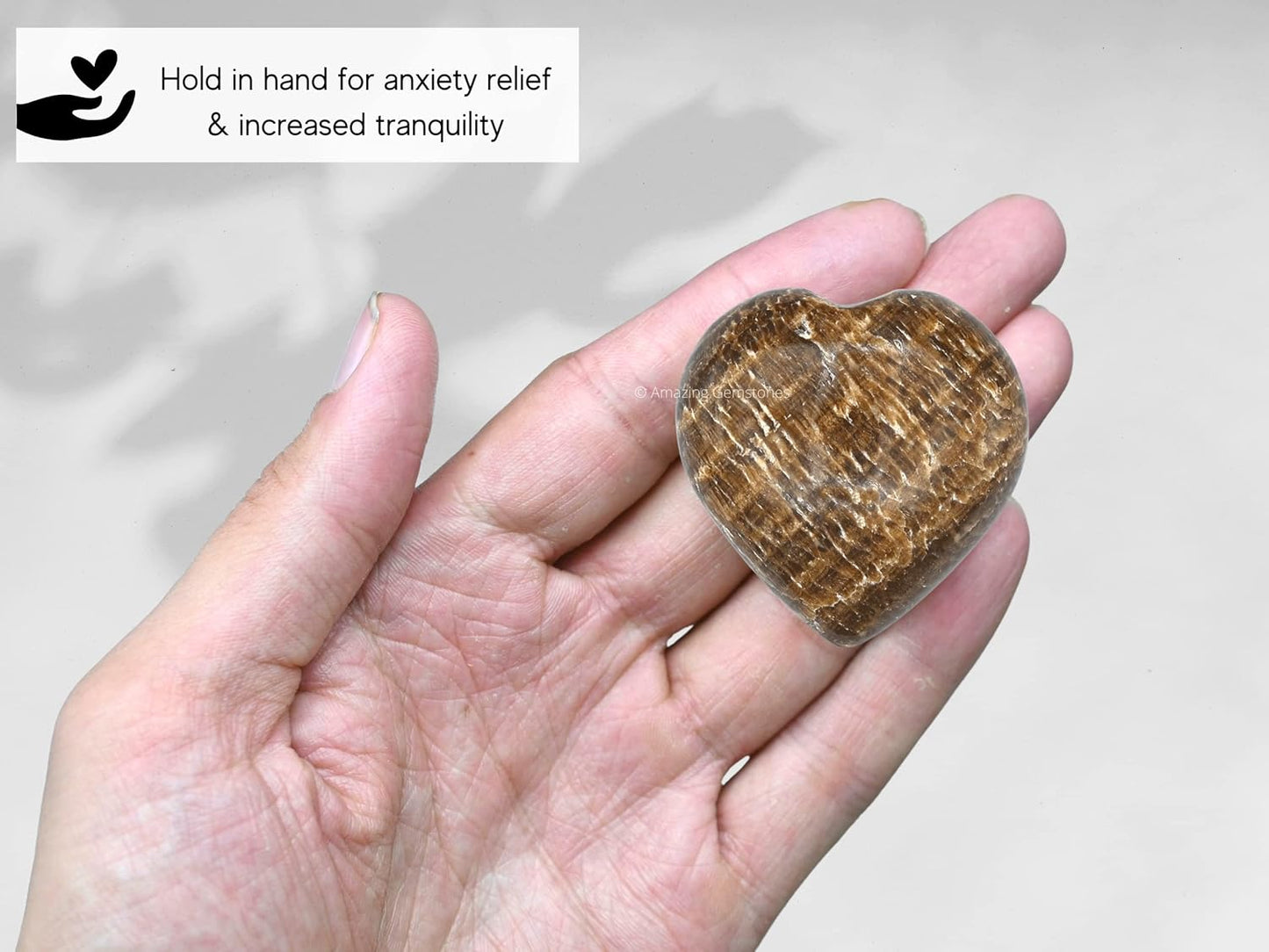Aragonite Crystal Heart Palm Stone - Pocket Massage Worry Stone for Natural Body Chakra Balancing, Reiki Healing and Crystal Grid