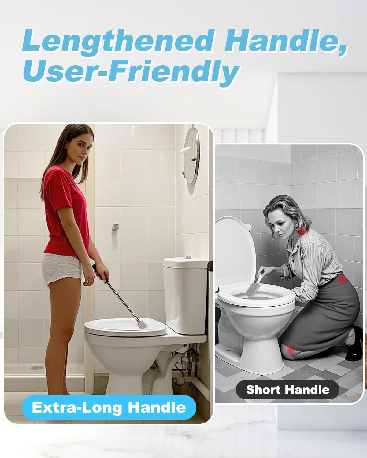 6 Pack Pumice Stone Toilet Bowl Cleaner with Long Stainless Handle - 22" Longer Pumice Stone for Cleaning - Hard Water Ring Stains Remover Brush for Toilet, Bathroom, Kitchen, Sink, Pool, Tile, Grill