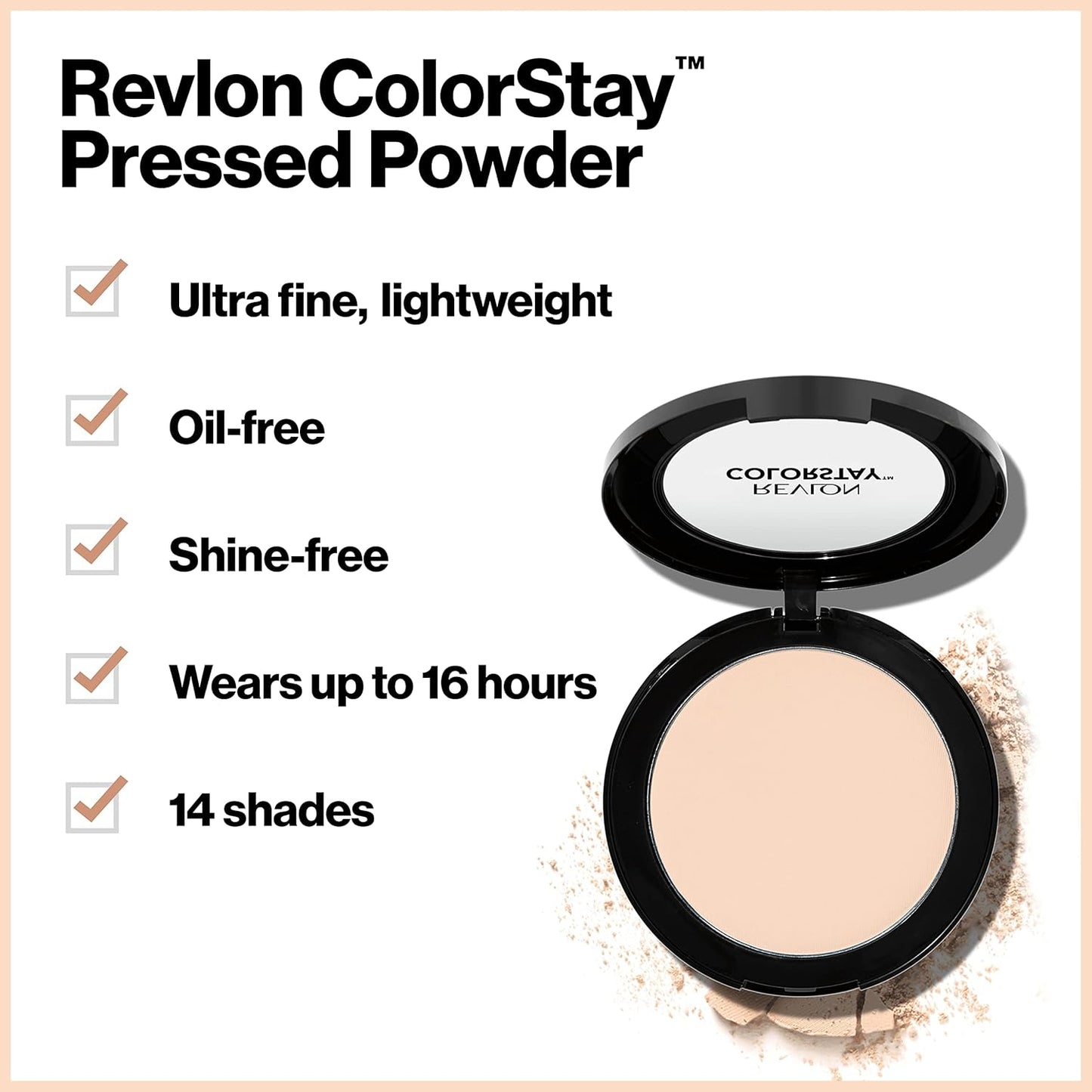 Revlon ColorStay Pressed Powder Face Makeup, Longwearing, Fragrance-Free, Noncomedogenic, 840 Medium, 0.3 oz