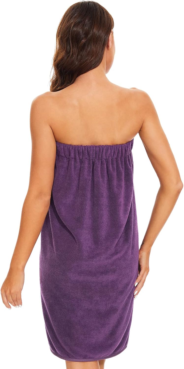 Kniffi Shower Wrap Robe for Women Bath Body Towel Wrap Spa Soft bathrobe with Adjustable Snap Closure