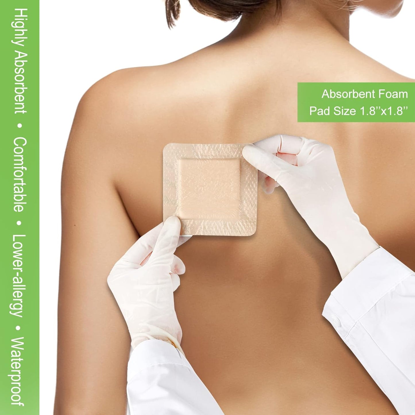 NeuHeils Silicone Adhesive Foam Dressing with Gentle Border 3''x3'' for Bed Sore, 10 Packs, High Absorbency Waterproof Silicone Wound Bandage for Foot Diabetic Ulcer