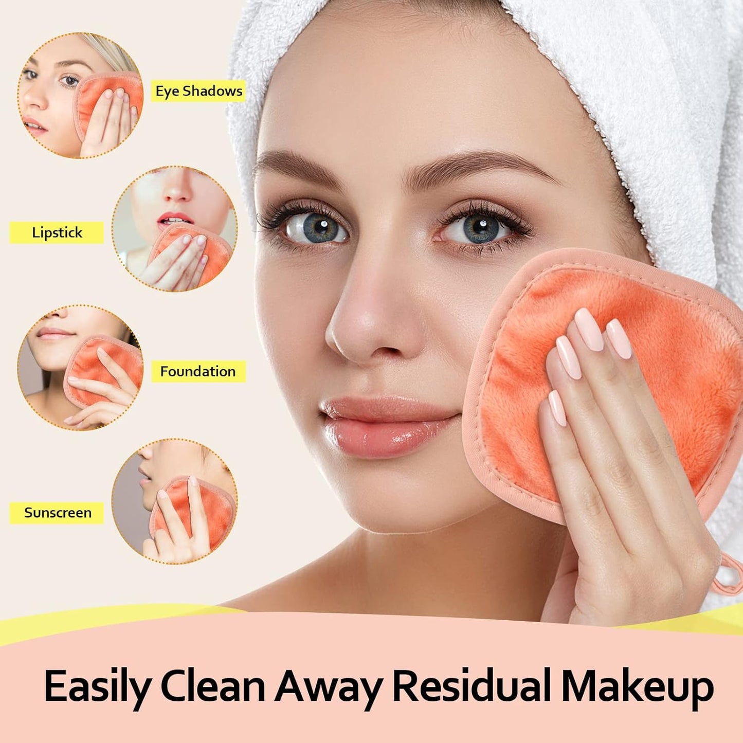 HOMEXCEL Makeup Remover Cloth 12 Pack, Reusable Makeup Remover Pads, Washable Ultra Soft Facial Cleansing Cloths For All Skin Types, 5 X 5 In, Pink