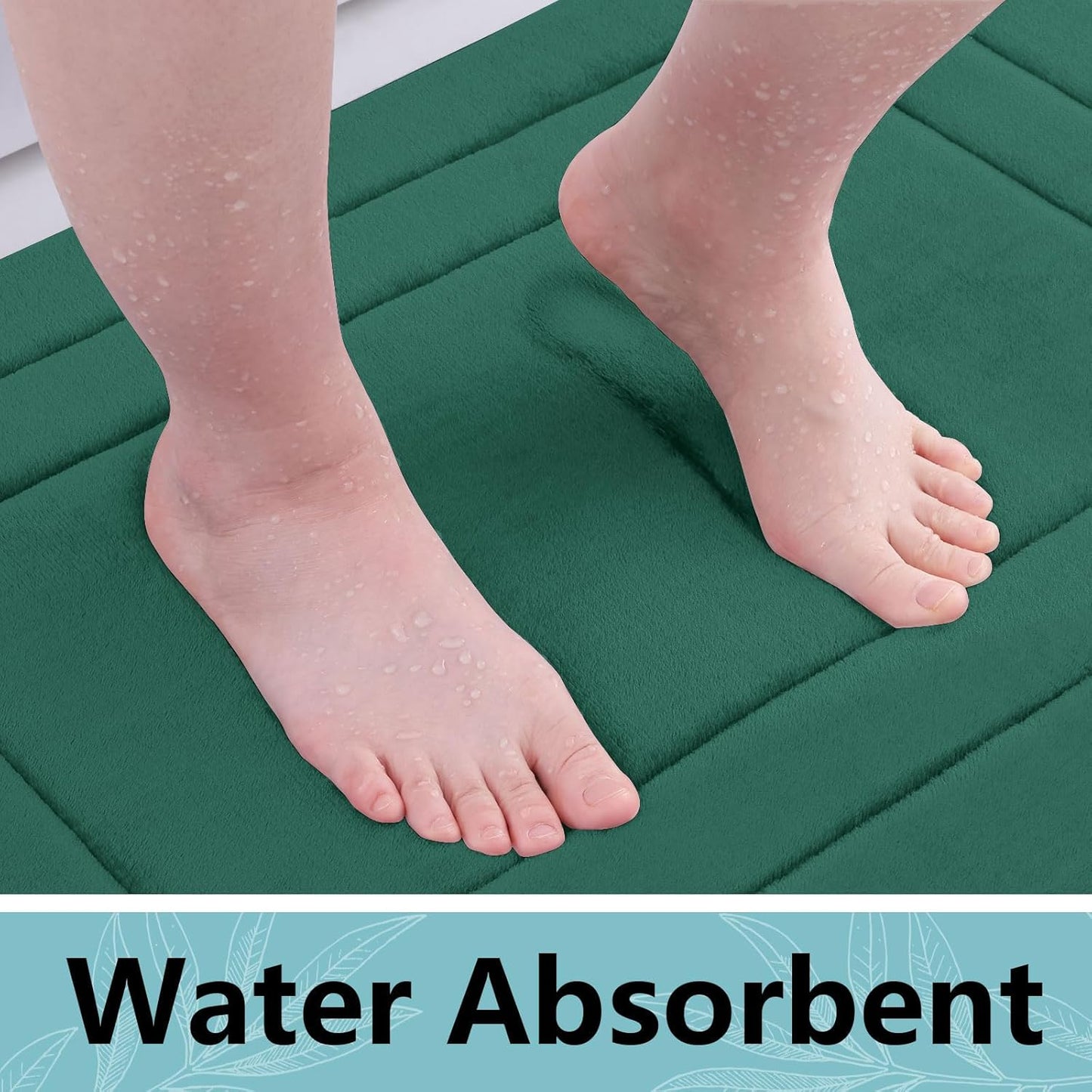 Arotive Memory Foam Bathroom Rug Mat 47x20, Ultra Soft and Absorbent Bath Mat, Machine Wash Dry, Comfortable Bath Rug Carpet for Bathroom Floor, Tub and Shower, Dark Green