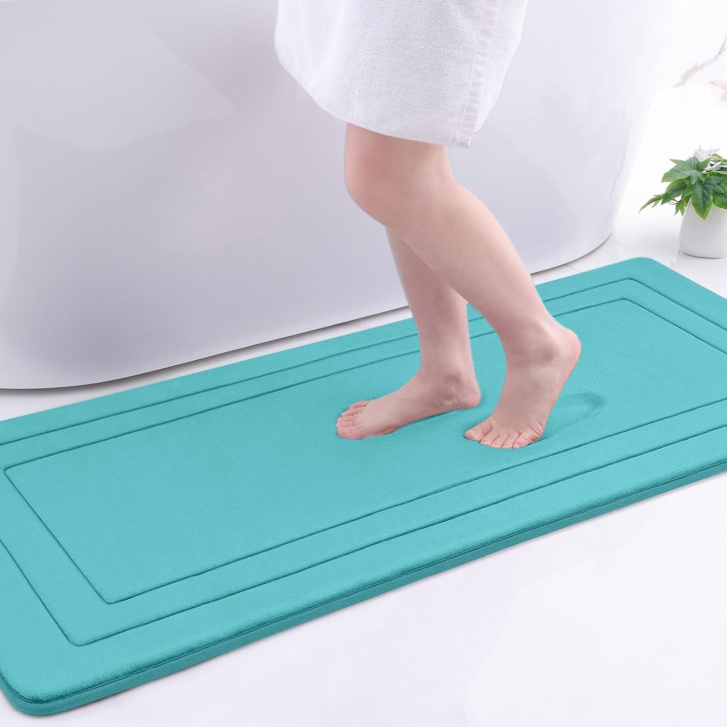 Arotive Memory Foam Bathroom Rug Mat 54x24, Ultra Soft and Absorbent Bath Mat, Machine Wash Dry, Comfortable Bath Rug Carpet for Bathroom Floor, Tub and Shower, Teal
