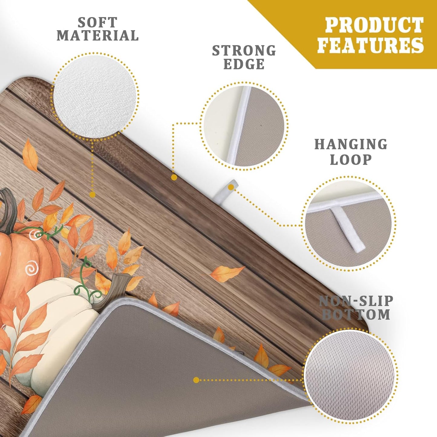 Autumn Pumpkin Dish Drying Mat Rustic Wood Dish Drainer Mats Fast Dry Microfiber Reversible Dish Drying Pad Kitchen Decoration 18x24 inch