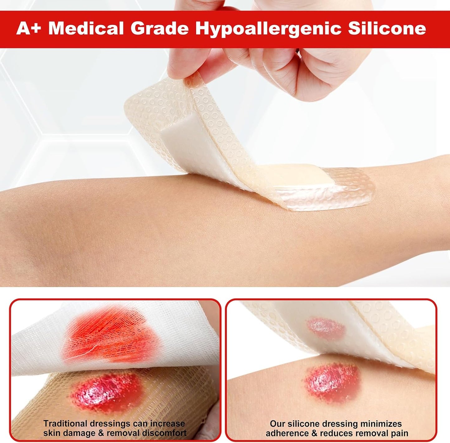 FRESINIDER 2" x 5" Pack of 10 Silicone Foam Wound Dressing - Waterproof Adhesive Bandages with Bordered - Super Absorbent & Breathable for Optimal Wound Care