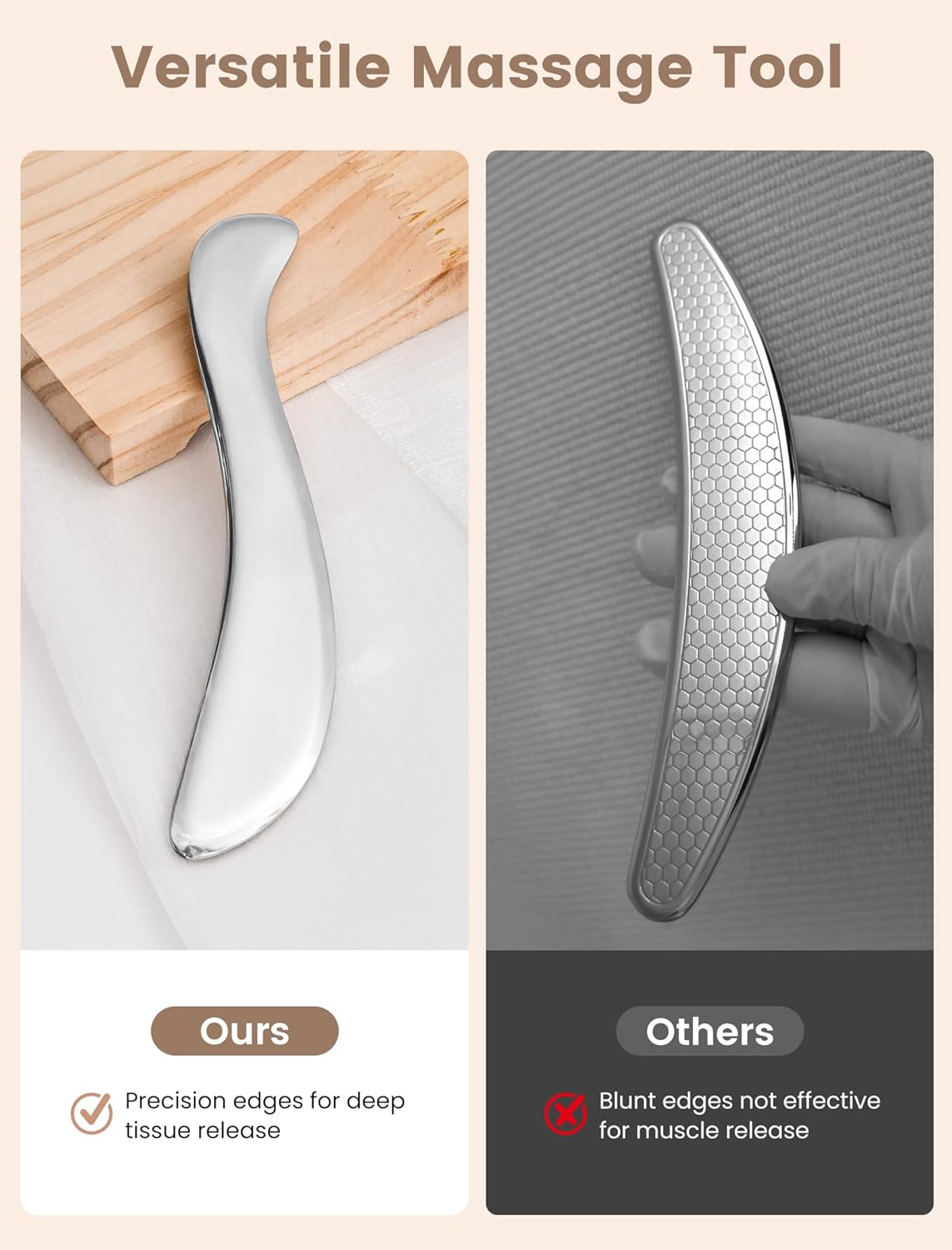 lifechill Stainless Steel Gua Sha Body Tool, Metal Muscle Scraper Tool for Physical Therapy, Fascia Massage Tools for Pain Relief Deep Tissue, IASTM for Self Care Routine