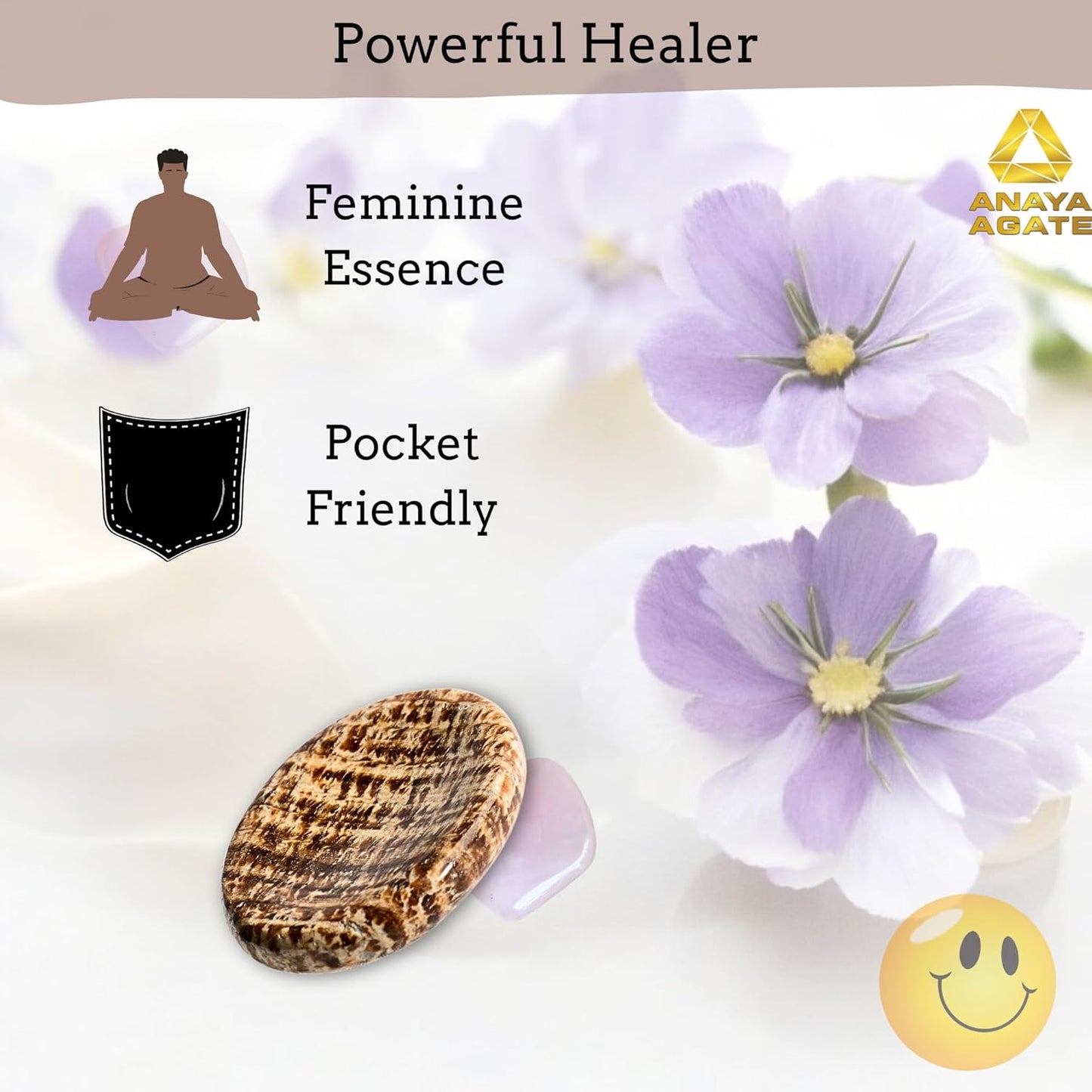 Aragonite Worry Stones – Crystal Thumb Worry Stone for Anguish, Stress – Relaxing & Soothing Balance Stones for Meditation, Relief – Healing Stones & Crystals for Men & Women