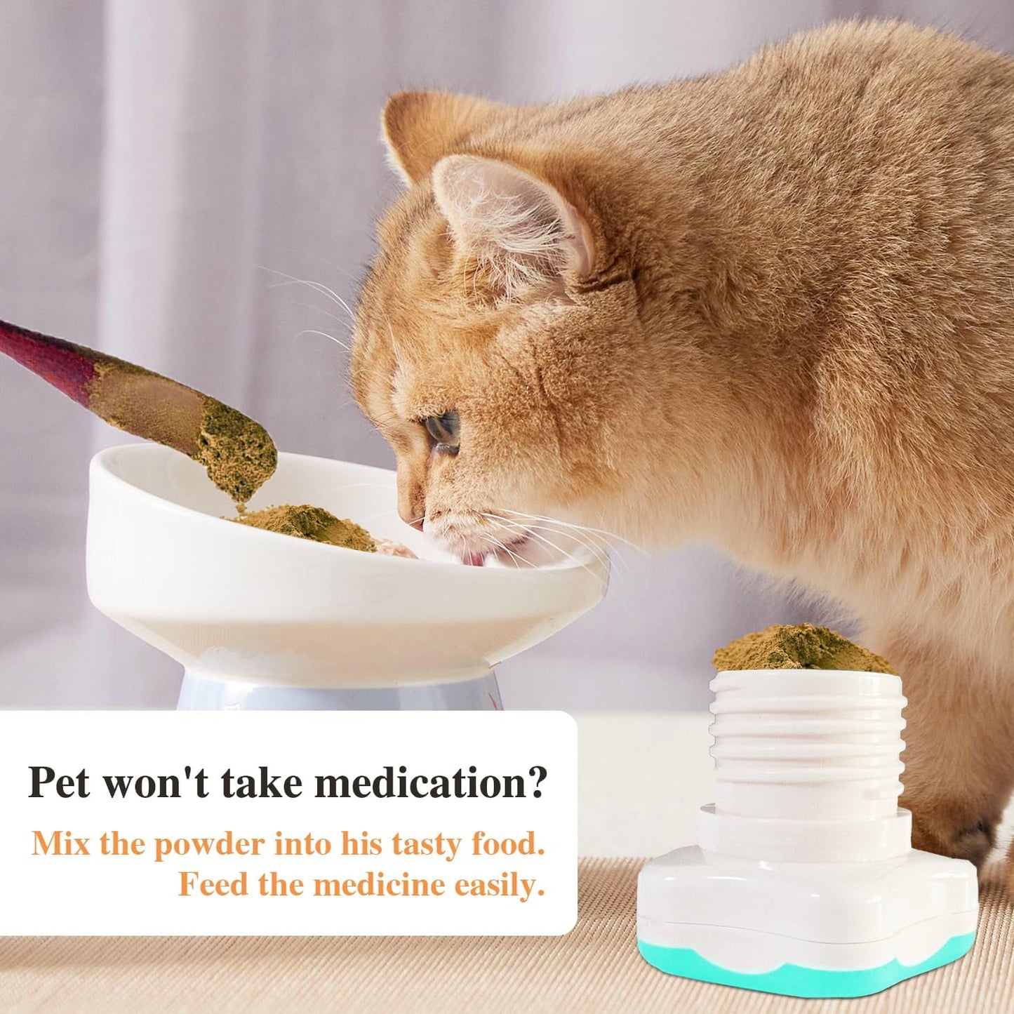 Johnbee Pill Crusher, Pill Grinder Fine Powder Extremely Fine. Storage Compartment. Pill Crushers for Elderly, Family and Pets. Silicone Edges. Grind Multiple Pills at Once - Cleaning Brush (Cyan)