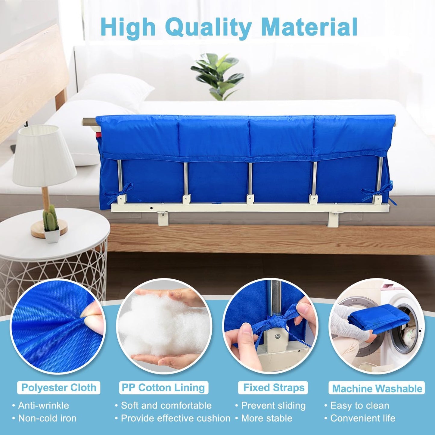 Bed Rail Padding Cushion for Hospital Bed Rails Pads Covers for Elderly Adults Safety Bed Guard Side Rails Bumper Sides Half Rail Cover Seniors Medical Bed Railings Pads Barrier Protector - 2PCS