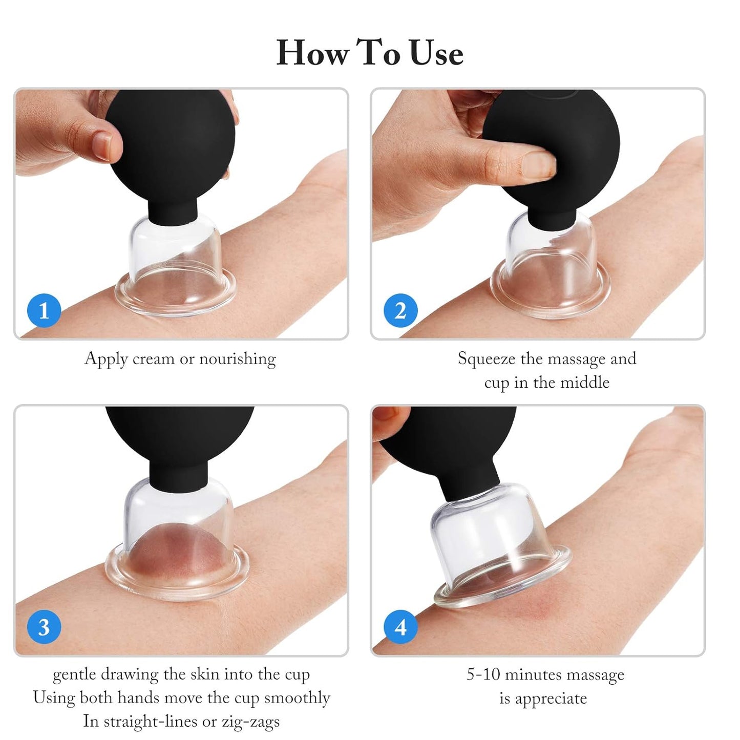 Nuanchu Facial Cupping Cup Black Glass Face Cup Silicone Cupping Massage Vacuum Suction Mug for Body Face Leg Arm Back Shoulder Muscle and Joint Pain(0.65 Inch Diameter)