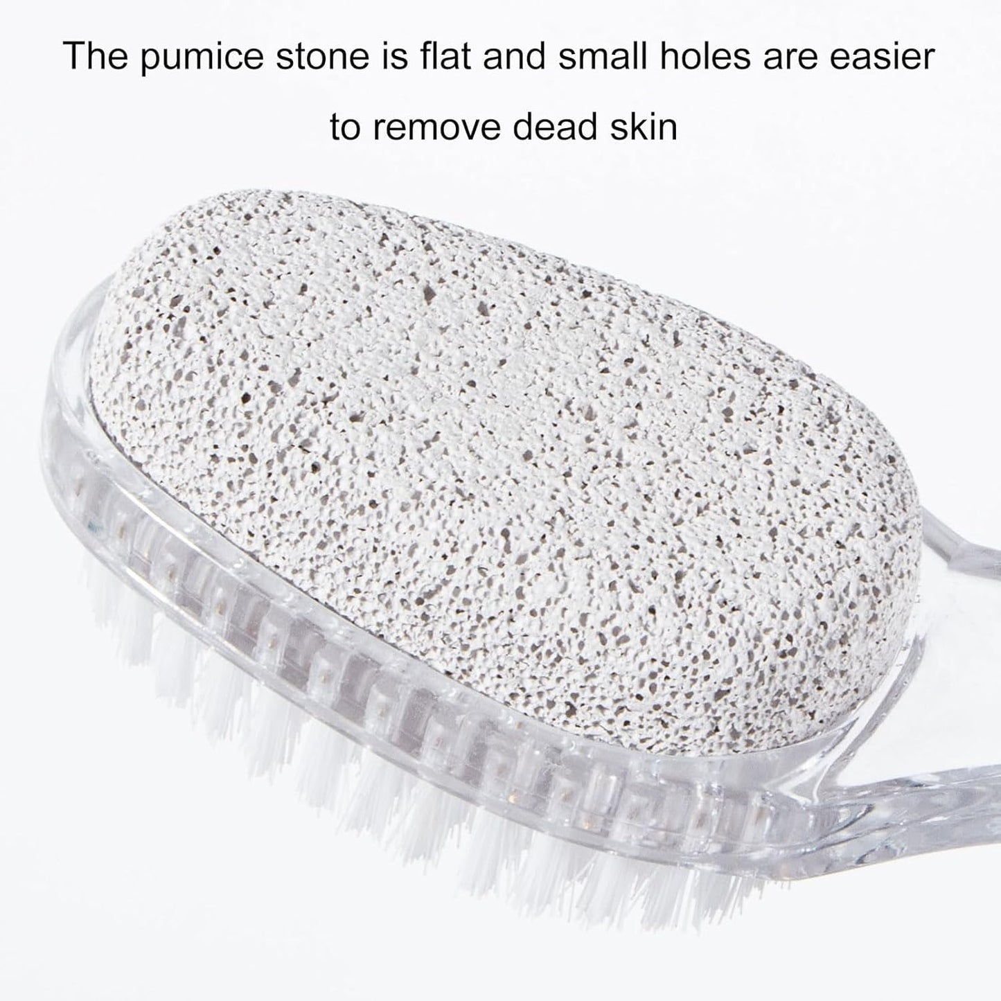 4 Pcs Foot Pumice Stone Brush Calluses Remover, Large Foot Scrubber Foot File with Handle 2 in 1 Suitable for Horniness Foot Spa, Foot Care Smooth Skin (Transparent)