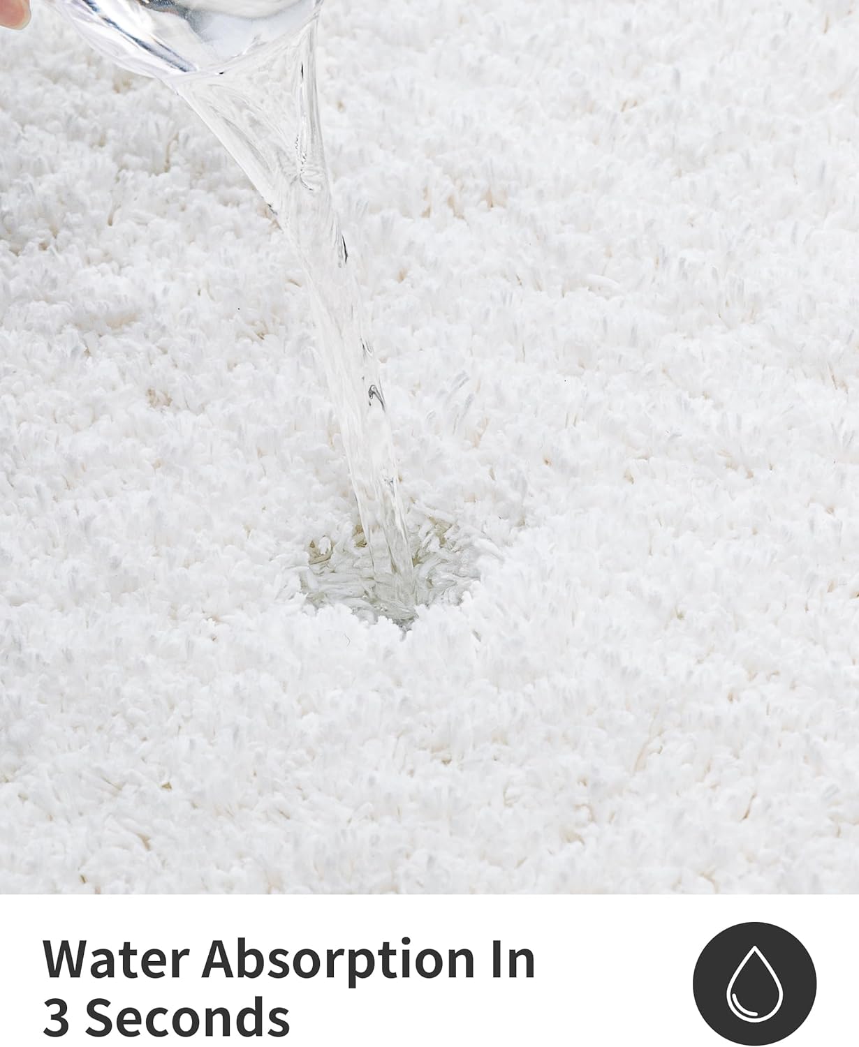 ILANGO White Toilet Rugs U Shaped 22" × 24" Non Slip & Super Absorbent Extra Thick Soft, Washable Bath Mats for Bathroom Floor, Microfiber Plush Shaggy Contour Bath Rugs for Toilet,Dry Quick