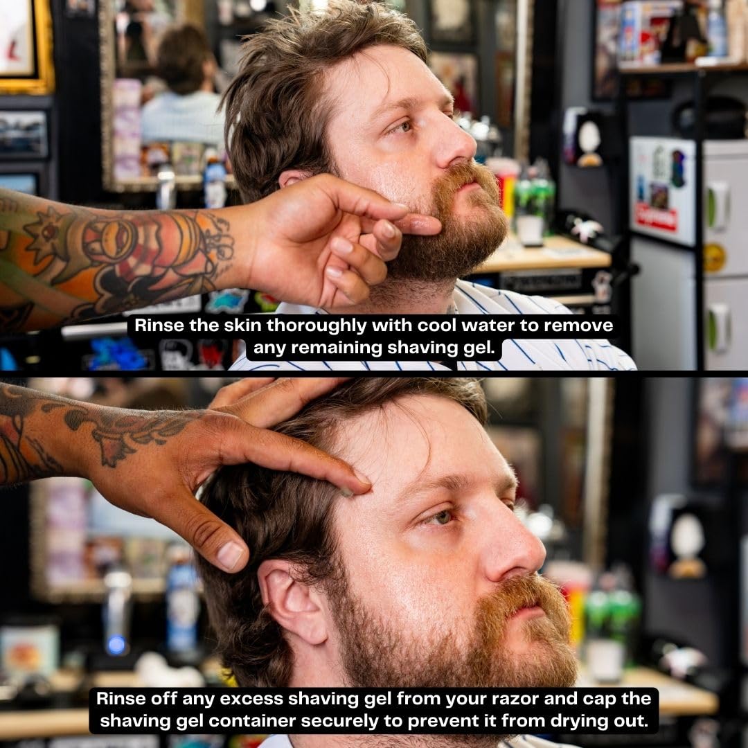 Non-Foaming Shave Gel for Men - Professional Barber-Grade Shaving Gel, Moisturizing & Skin Replenishing, Smooth Close Shave. 6.8 oz, Sandalwood scent (10-Pack)