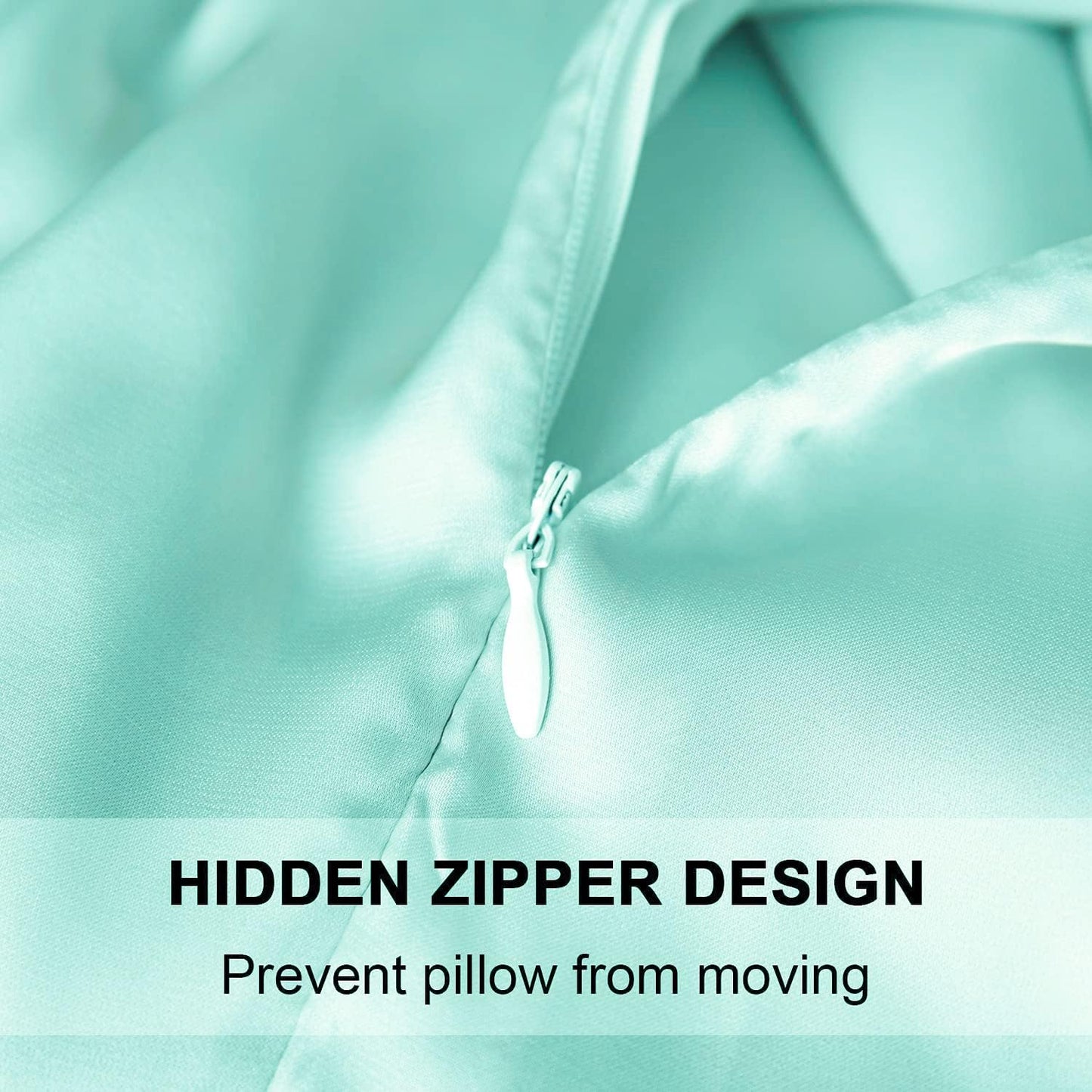 Juwenin Bedding,Super Soft and Luxury Silky Satin Pillowcase with Zipper (Silky Satin Pillow Case for Hair) Set of 2 (Aqua, Queen(20''x29''))