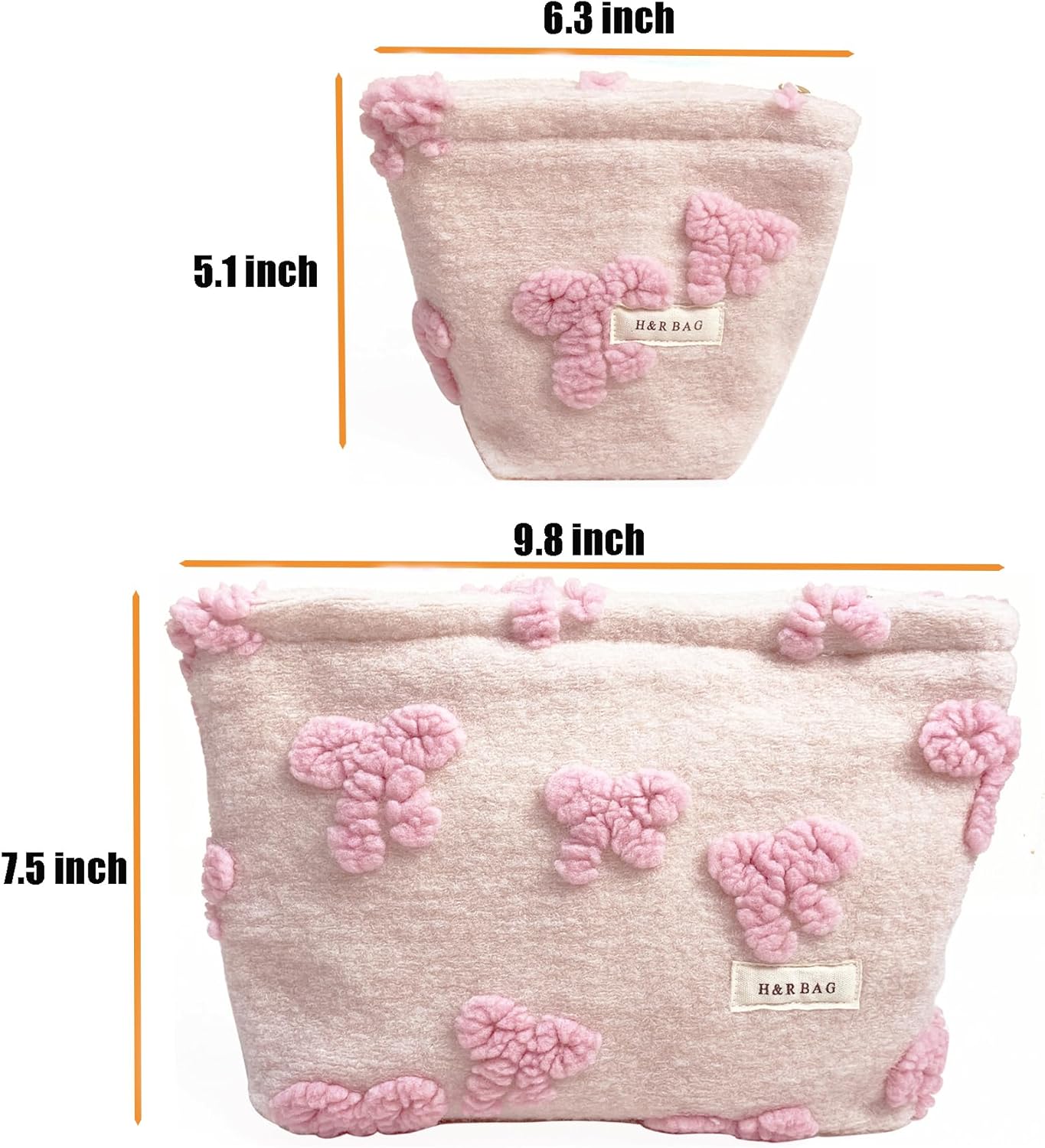 2 Pcs Makeup Bags, Large Cosmetic Bag Travel Toiletry Bag Organizer for Women, Plush Makeup Bag Small Cosmetic Pouch Purse with Zipper Gifts for Girls Teen