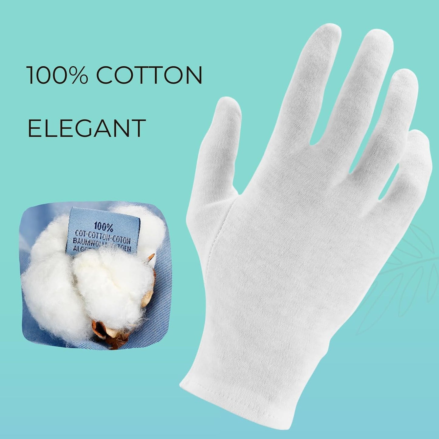 2 Pairs Cotton Gloves, White Gloves for Dry Hands, Cotton Gloves for Sleeping, Moisturizing Night Gloves, White Gloves 100% Cotton, Size S (2 Pairs)