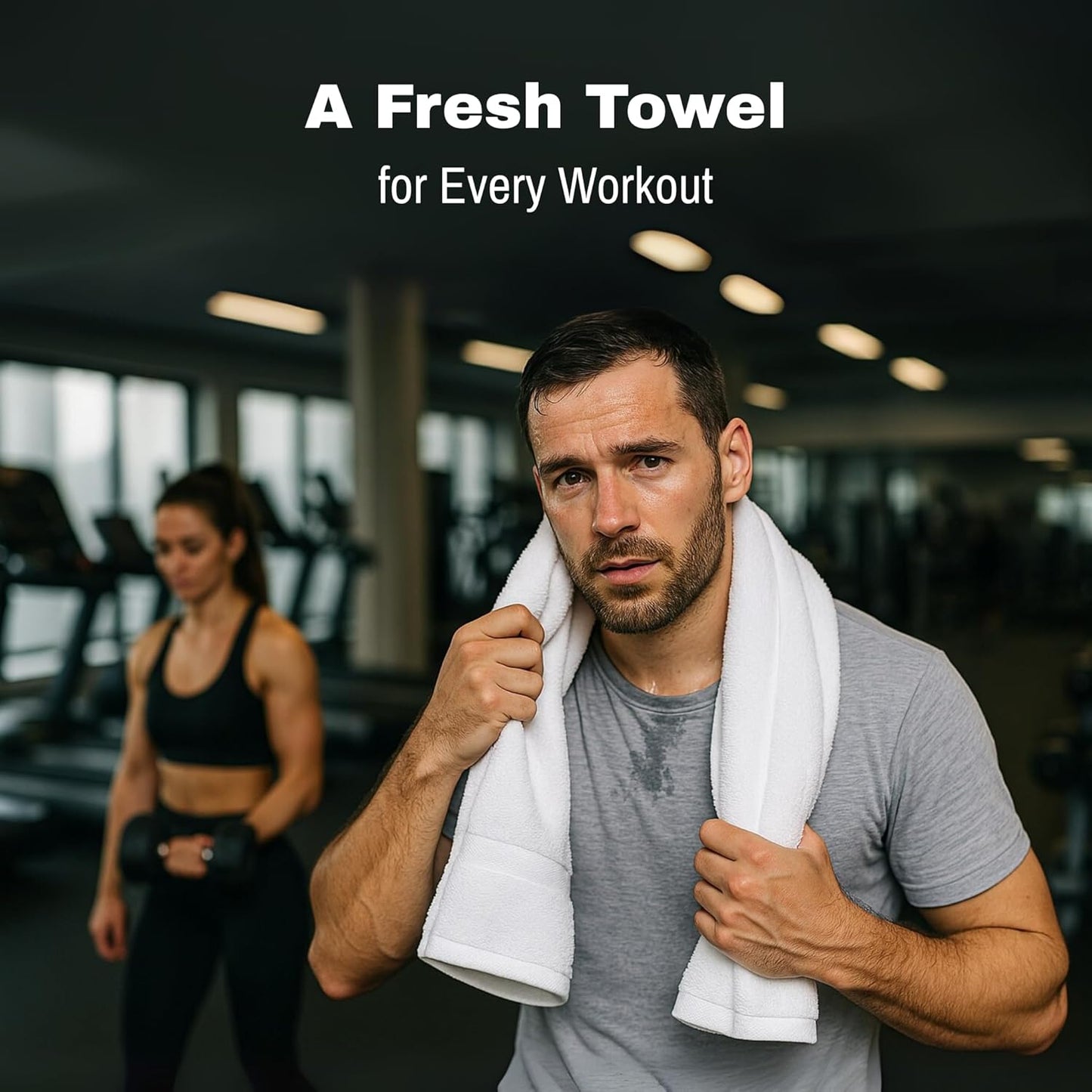 JMR Bulk-Friendly Essentials - Practical Cotton Towels - Economical 20" by 40" Multi-Purpose Towel - Absorbent, Quick-Drying, Soft, Lightweight - Ideal for Pool, Gym, Spa (White) - 36 Pack
