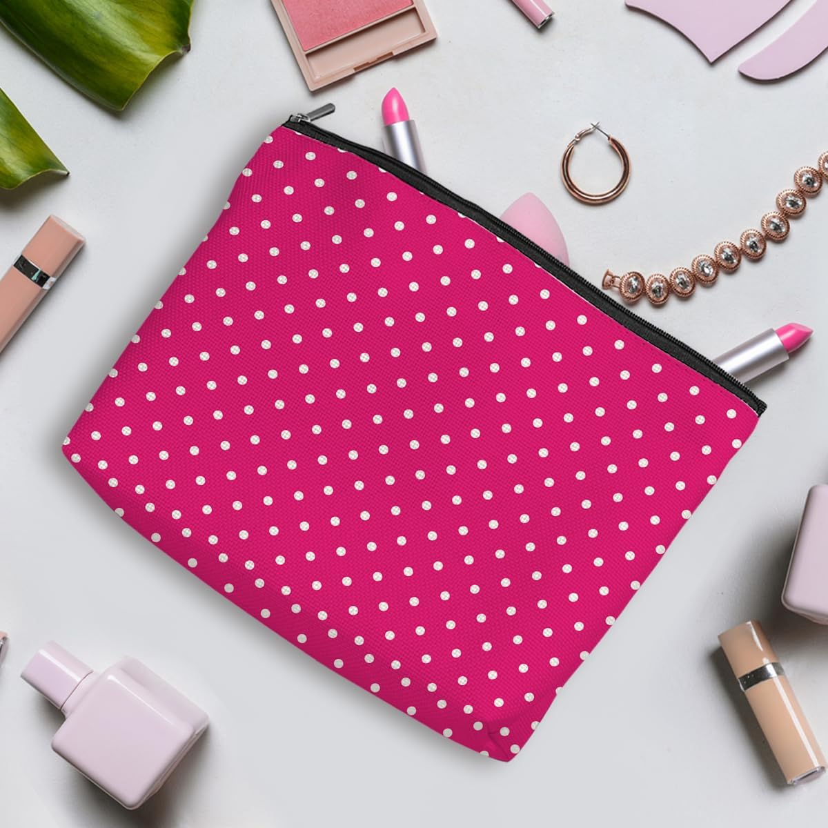 4pcs Polka Dot Makeup Bag, Fashion Polka Dots Cosmetic Bag, Christmas Wedding Anniversary Birthday Friendship Gifts for Women Girls Best Friends Sister Bestie Coworker Travel Toiletry Bag