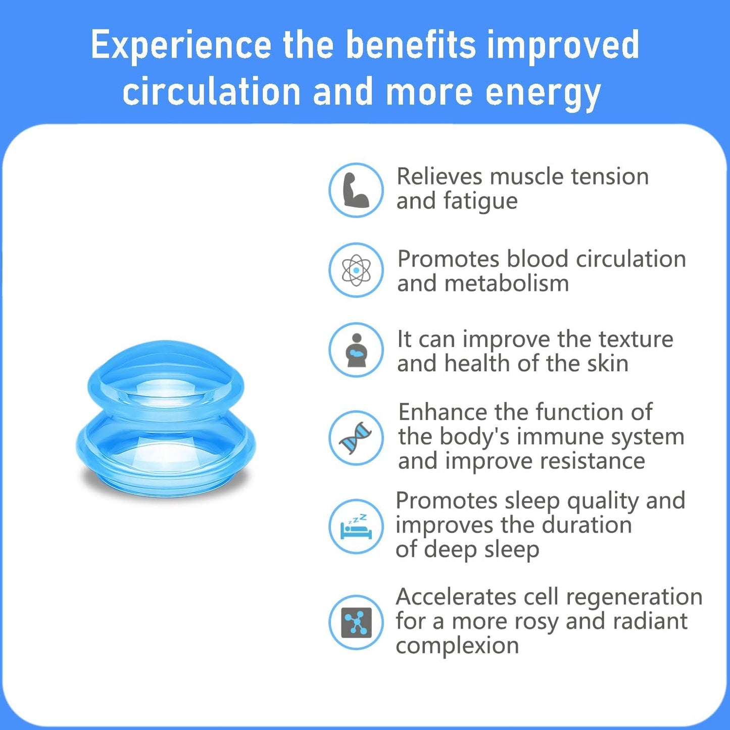 Silicone Cupping kit for Massage Therapy, Professionally Massage Cup for Body Sculpt Cup (Blue, S*2 Cups)