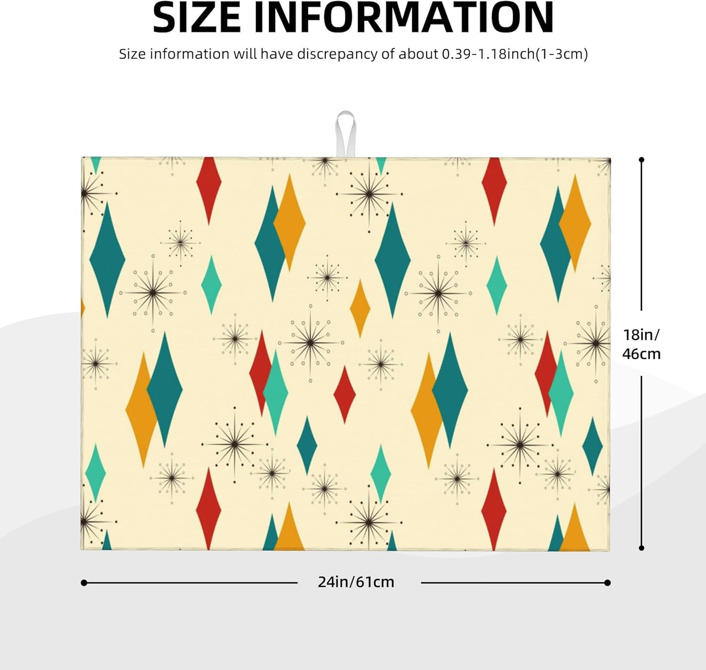 Mid Century Modern Dish Drying Mat for Kitchen Counter Atomic Retro Drying Pad 18x24 Inch Modern Absorbent Reversible Yellow Dish Drainer Rack Mats