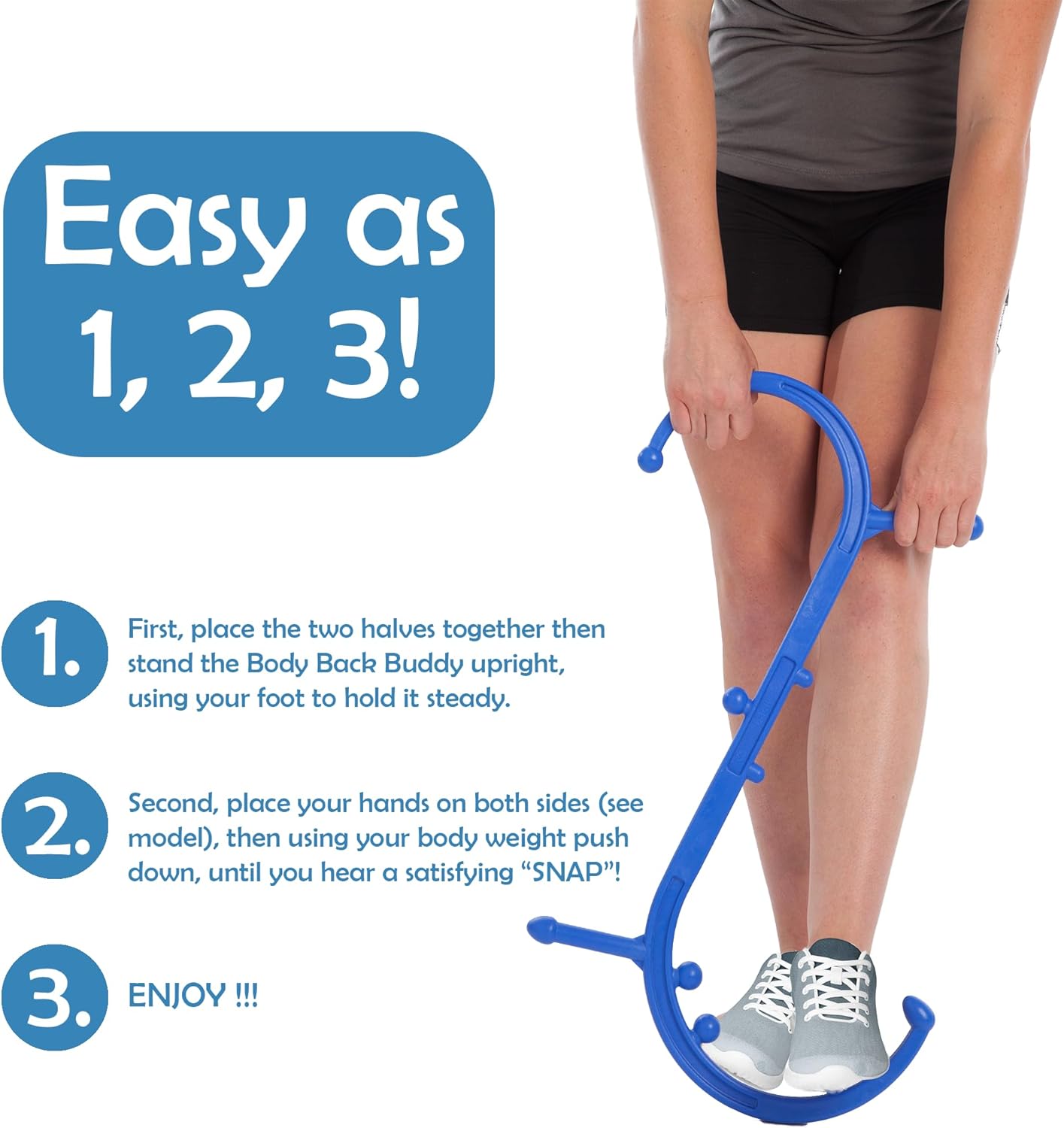 Body Back Buddy Classic USA Made Handheld Full Body Massage Cane Pressure & Trigger Point Massage Tool for Deep Tissue Pain Relief - Dual Massage Hooks for Back, Shoulder, Neck. Manual Back Massager