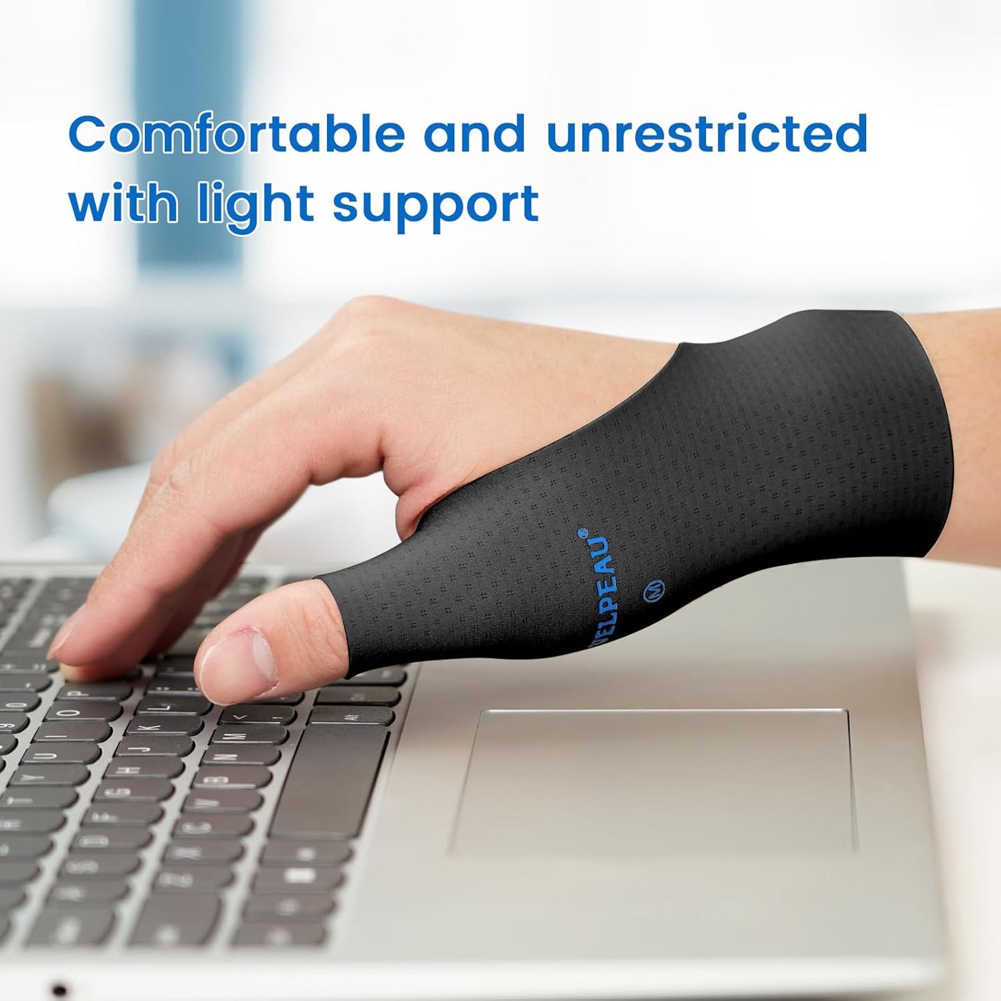 VELPEAU Thumb and Wrist Compression Sleeve for Tendonitis (Pack of 2), Seamless Technology, Gloves Wraps for Arthritis Pain Relief for Women & Men, Splint Liner, Fits Both Hands (Black, Long Version, M)