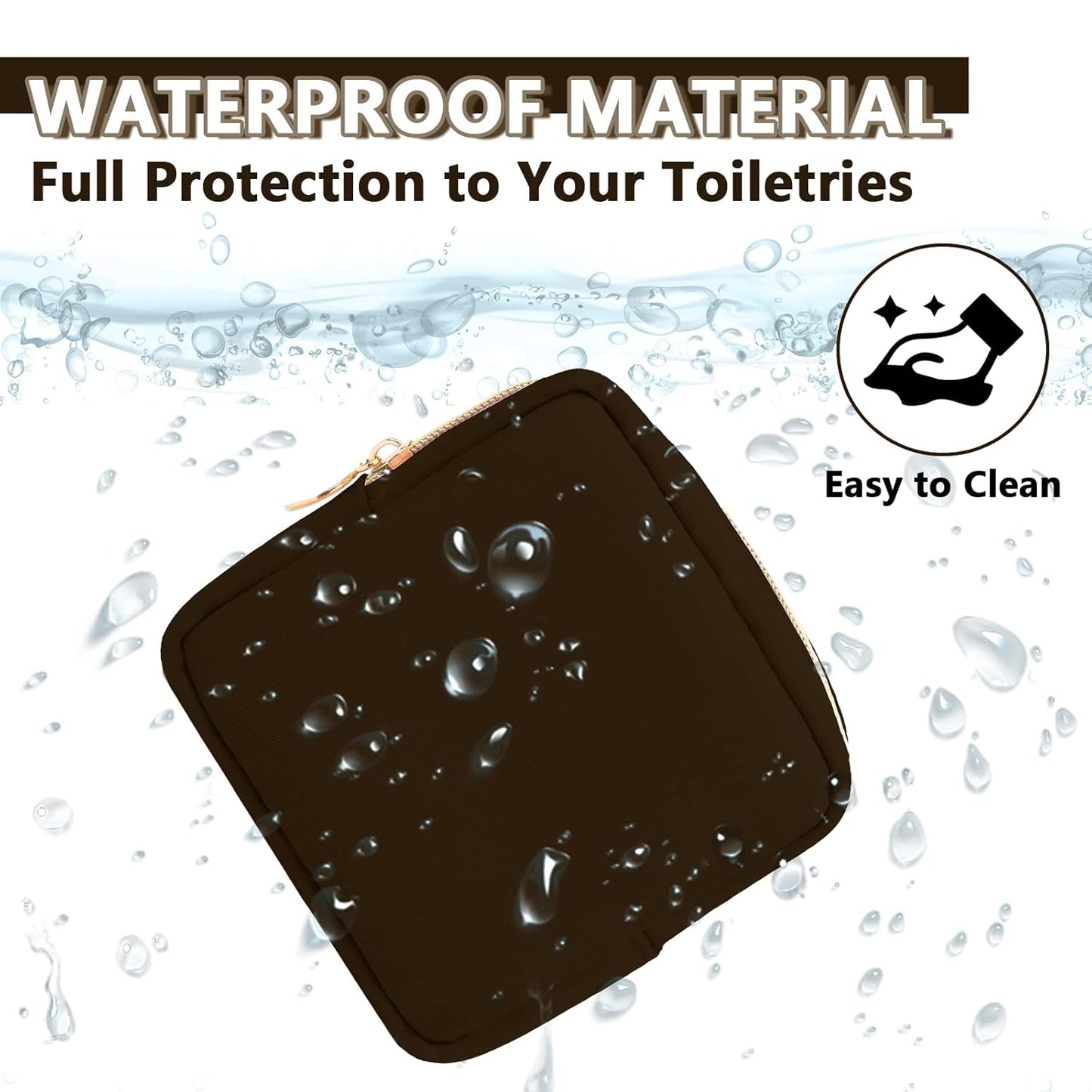 Mini Makeup Pouch for Purse, Small Cosmetic Bag Pouch Nylon Travel Toiletry Organizers Bag for Women Girls, Cute Zipper Coin Purse Preppy Storage Purse for School Work(Mini-Chocolate)