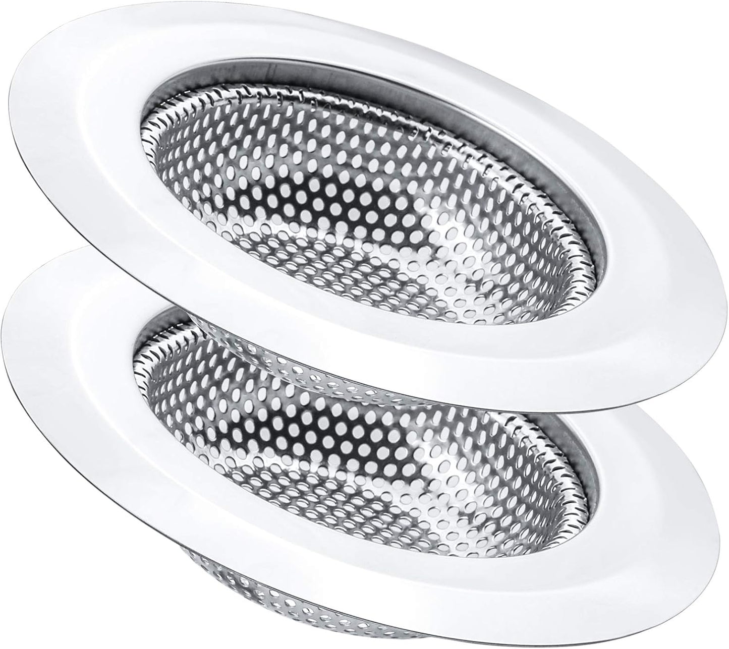 2 Pcs Kitchen Sink Strainer, Stainless Steel Drain Cover, Large Wide Rim 4.5" Diameter, Anti Clogging Basket Catcher, Dishwasher Safe