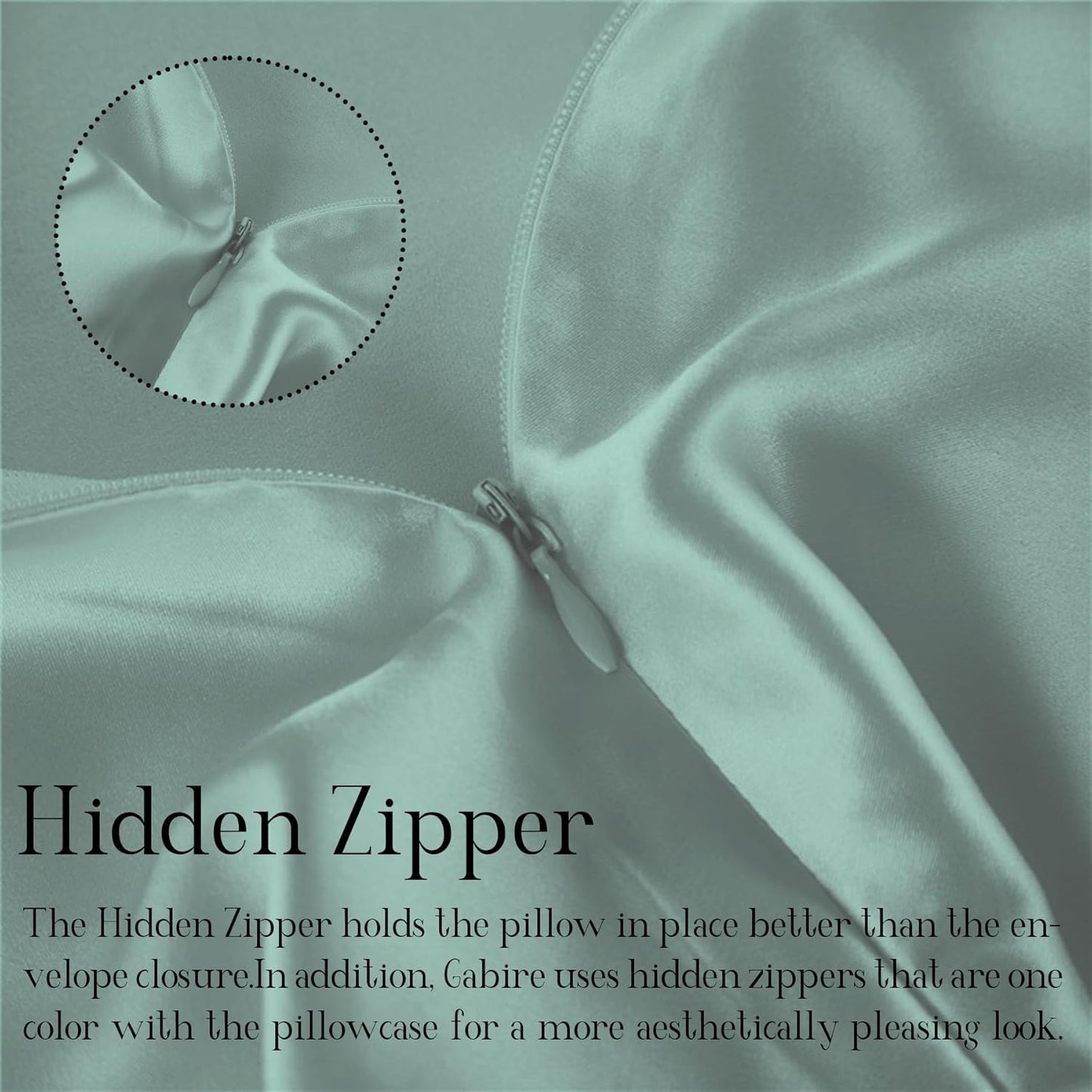 Mulberry Silk Pillow Case for Hair and Skin Prevent Acne Pillowcases Both Sides Real Silk Pillowcases Organic Silk Pillowcase with Hidden Zipper, Sage Green, Queen (20"×30")