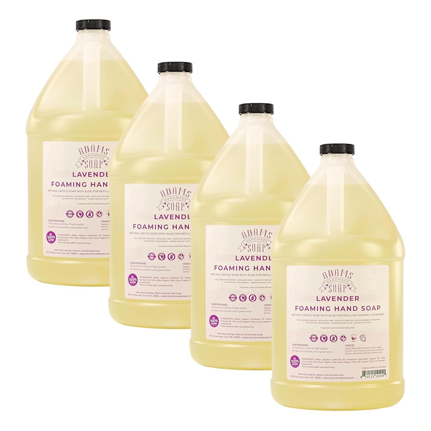Adams Handmade Soap Liquid Foaming Soap 1 Gal - Lavender (Pack of 4)