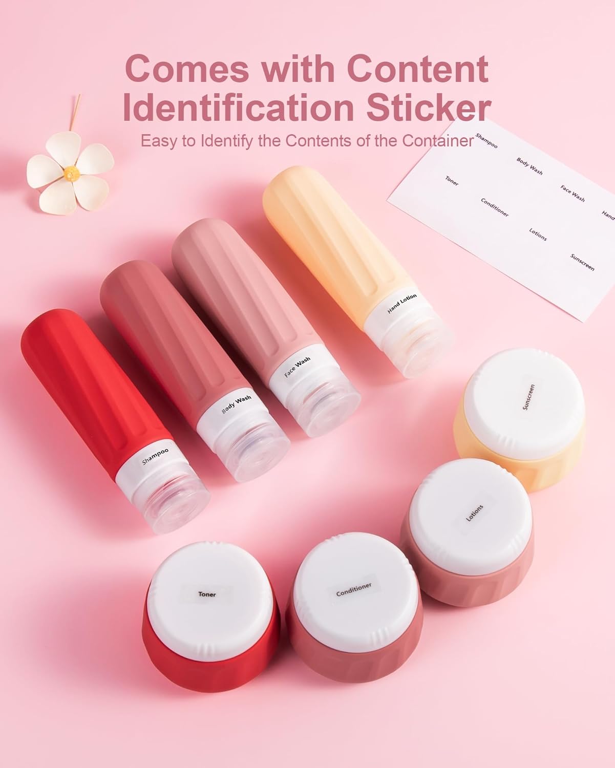 Travel Bottles for Toiletries 8 Pack, Travel Size Toiletries, Tsa Approved Travel Size Containers 3oz, with Travel Essentials Clear Bag, Leak Proof Silicone Squeezable Creams Jars