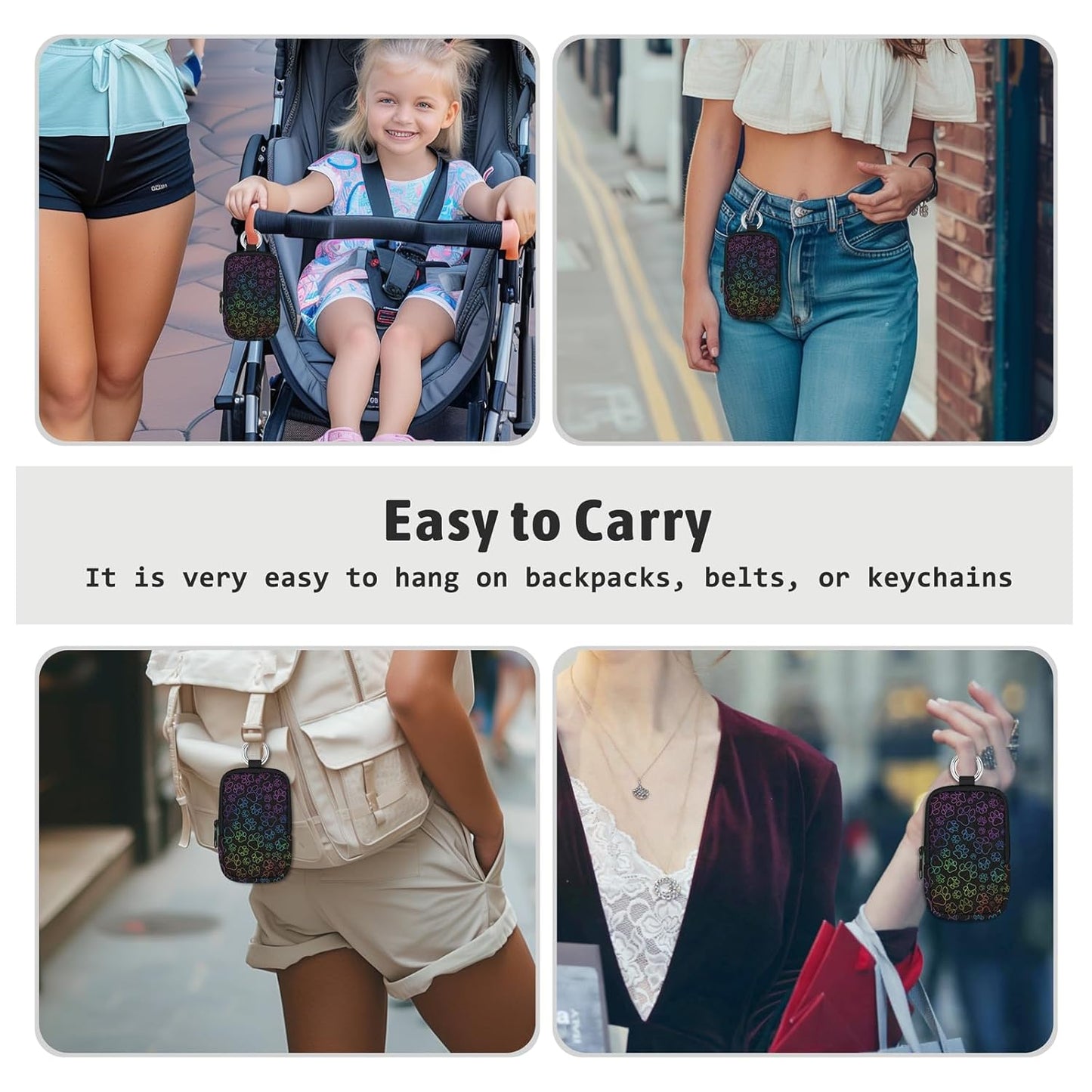 Dog Paws Hand Sanitizer Spray Case, Hand Sanitizer Holder Zippered Pouch, Cute Fashion Accessory with Snap Hook for Glow Mist and Power Mist 1FL OZ