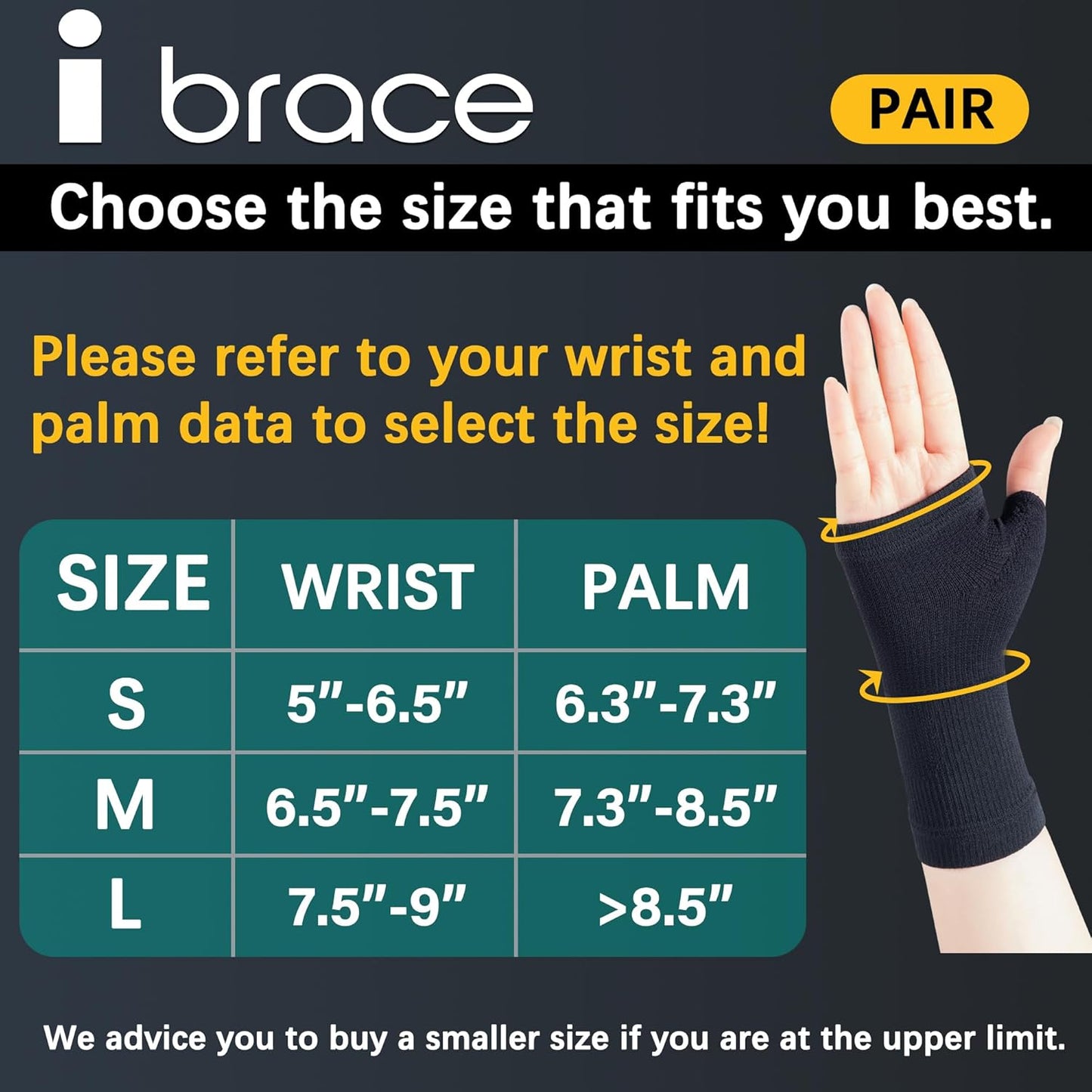 Partial Zone Compression Wrist Sleeve for Carpal Tunnel with thumb support, Reversible Splint for Typing, Gardening, Golf, Yoga, Tennis, Wrist Support Brace for Men & Women-PAIR (Large)