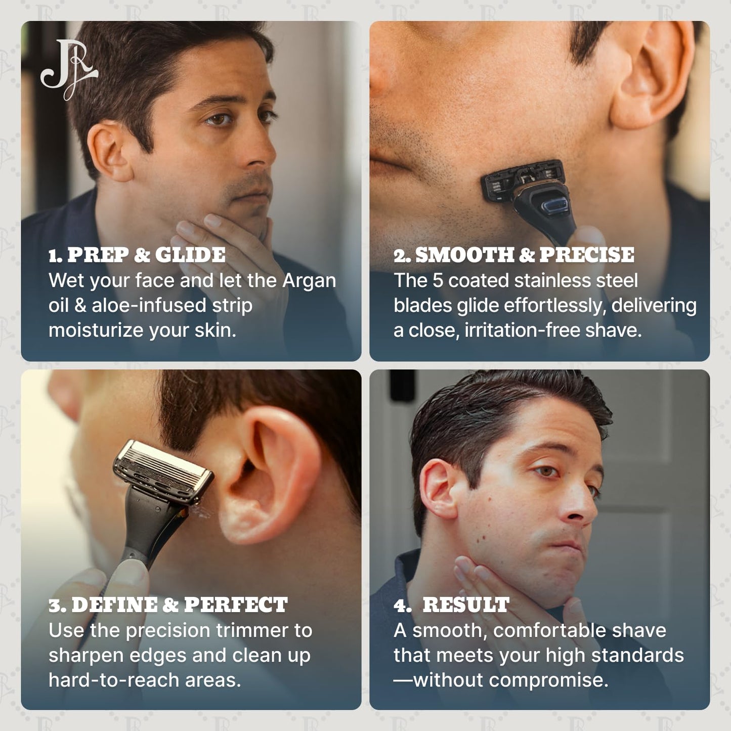 Jeremy's Razors for Men: Precision 5 Blade Razor - Stainless Blades, Lubricating Strip, Precision Trimmer - Men's Shaving Essentials Kit, Travel Shaver Face Body Head Shavers (1 Razor 1 Cartridge)