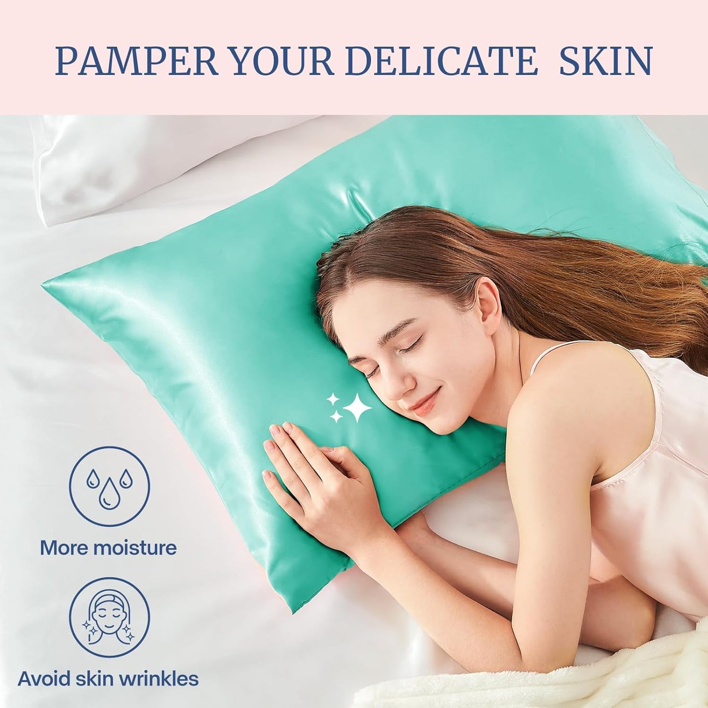 BEDELITE Satin Pillowcase for Hair and Skin, Super Soft Similar to Silk Pillow Cases 4 Pack with Envelope Closure, Cooling Pillowcases for Women Men (20"x30" Queen Size, Turquoise)