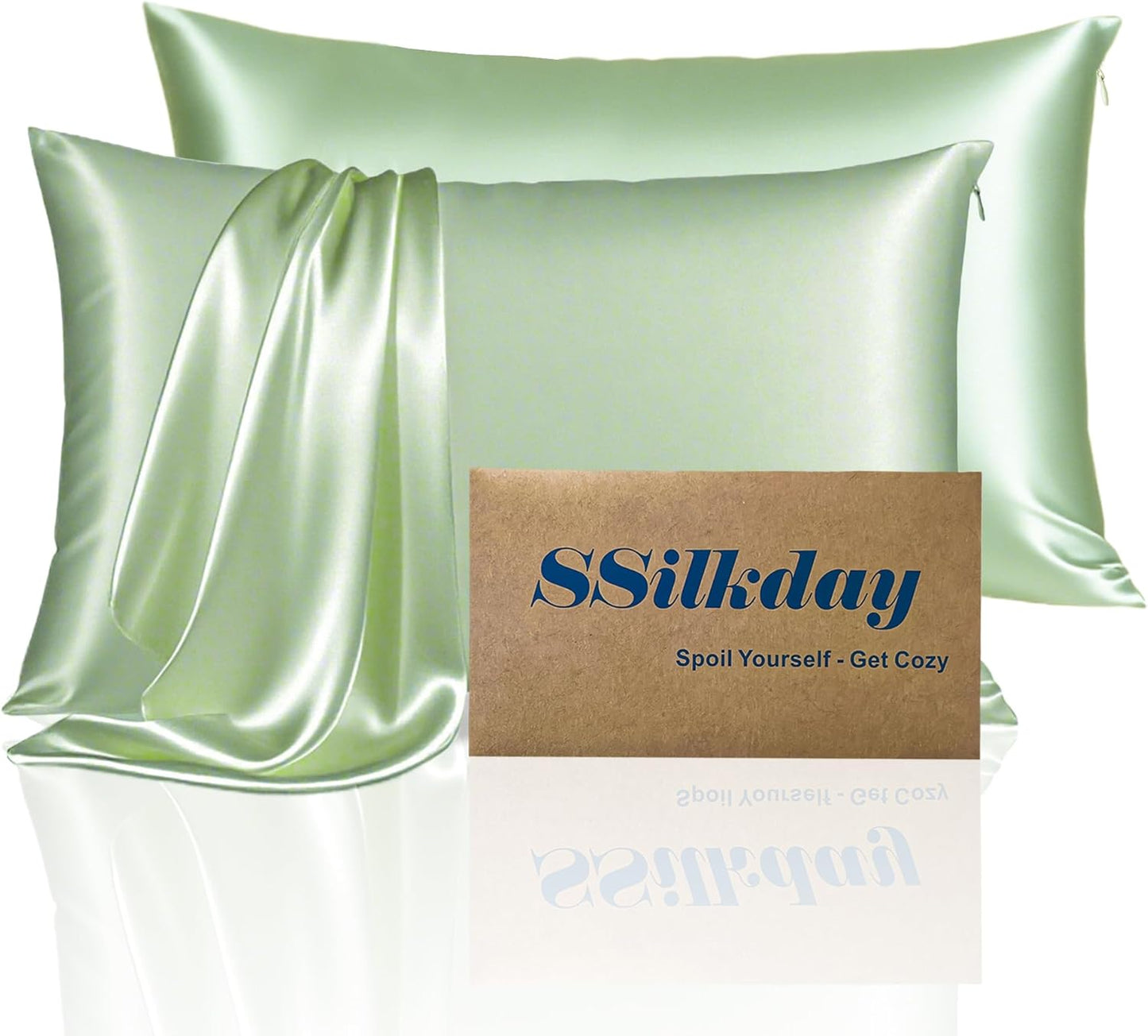 Mulberry Silk King Size Pillow Cases Set of 2, Ultra Smooth Soft Breathable Cooling Pillow Cases for Hot Sleepers, Silk Satin Pillowcases 2 Pack with Zipper for Hair and Skin, Gifts for Women