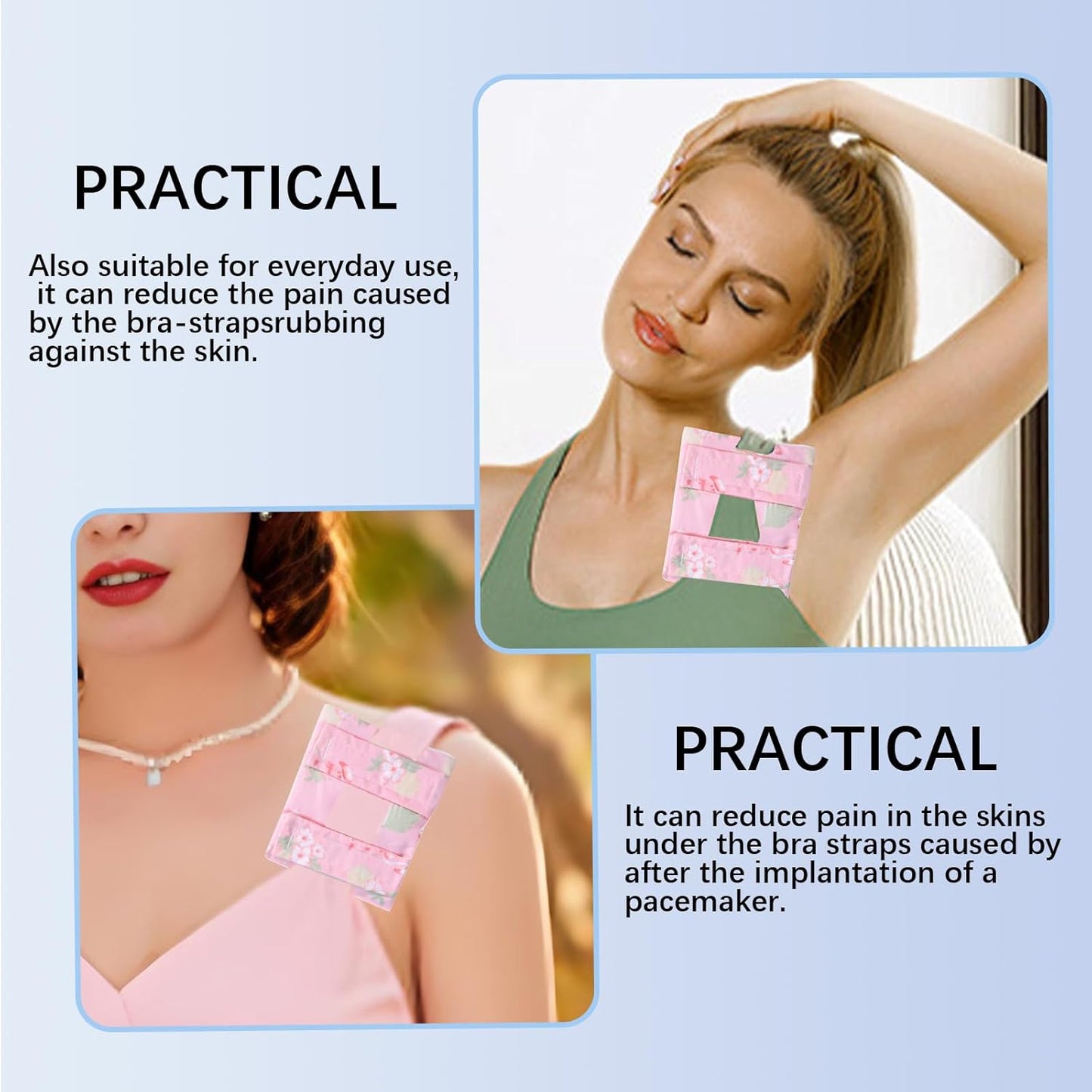 2PCS Chemo Port Pillow and Bra Strap Cushion for Comfort | Soft Recovery Cushion for Pacemaker & Chest Surgery Patients | Adjustable Port Covers for Chemo Patients (Pink)