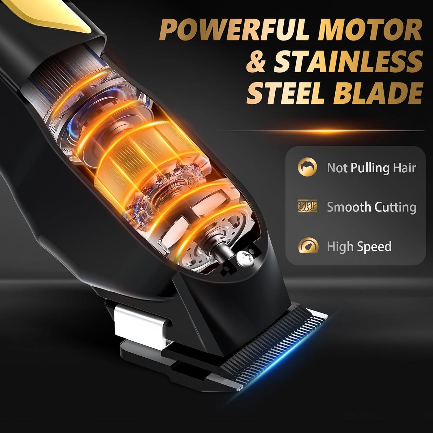 Ufree Hair Clippers for Men, Professional Clippers and Trimmers Set, Cordless Clippers for Hair Cutting, Beard Trimmer, Barber Clippers, Rechargeable Electric Shaver, Gifts for Men, Black Gold