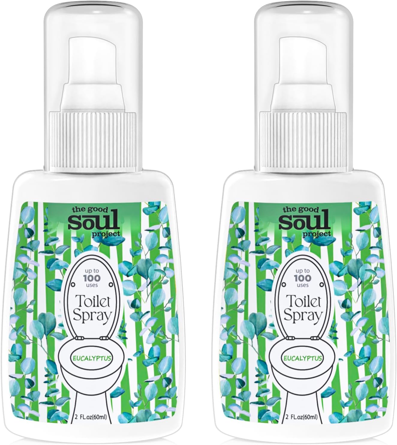 Toilet Spray, Eucalyptus, Bathroom Odor Deodorizer, 2Oz Each Travel Size Air Freshener, 2 Count