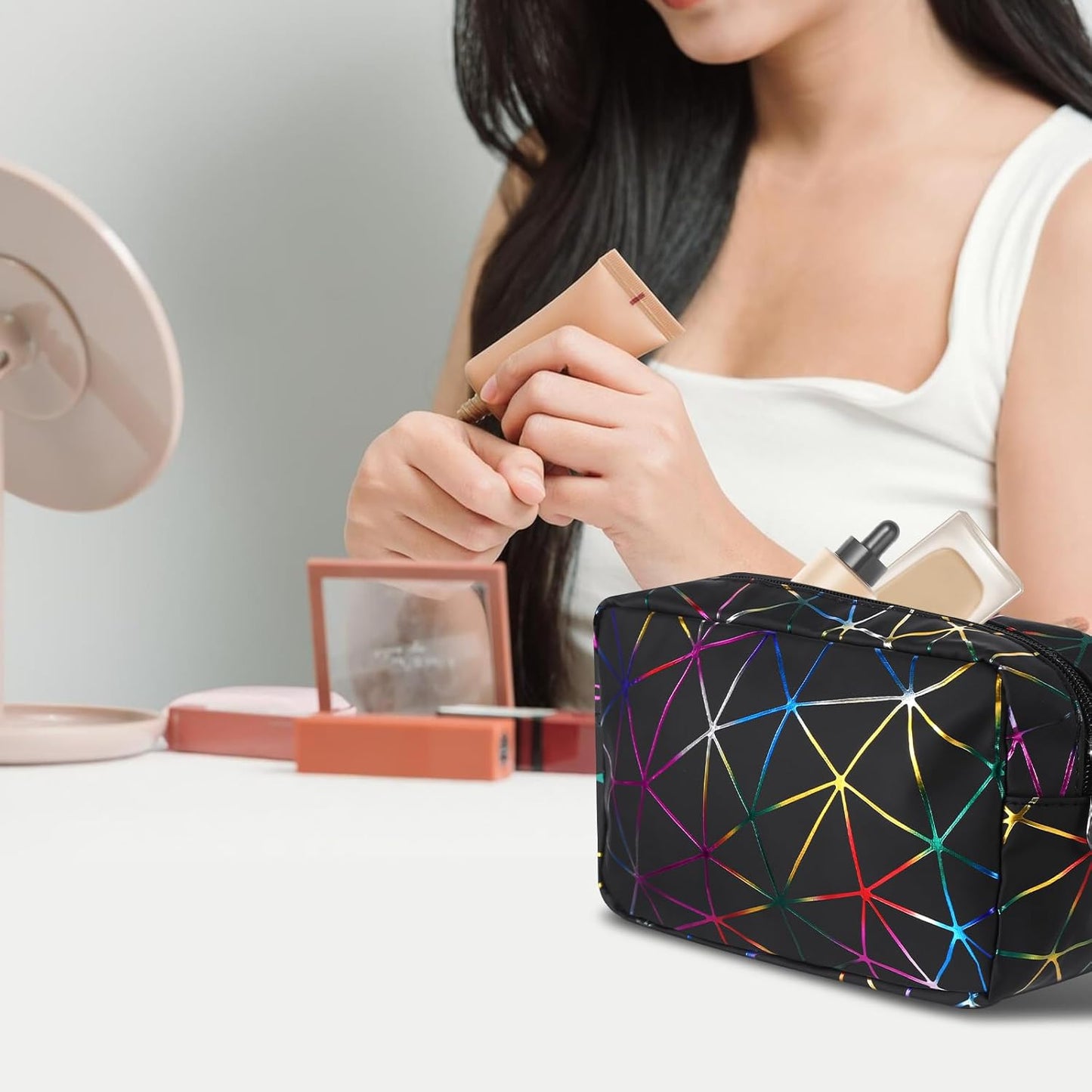 Period Bags for Teen Girls, Tampon Holder for Purse, Waterproof Portable Leather Period Pouch, Sanitary Napkin Storage Bag, Black Makeup Bag Set, Pad Pouches for Period for Girls